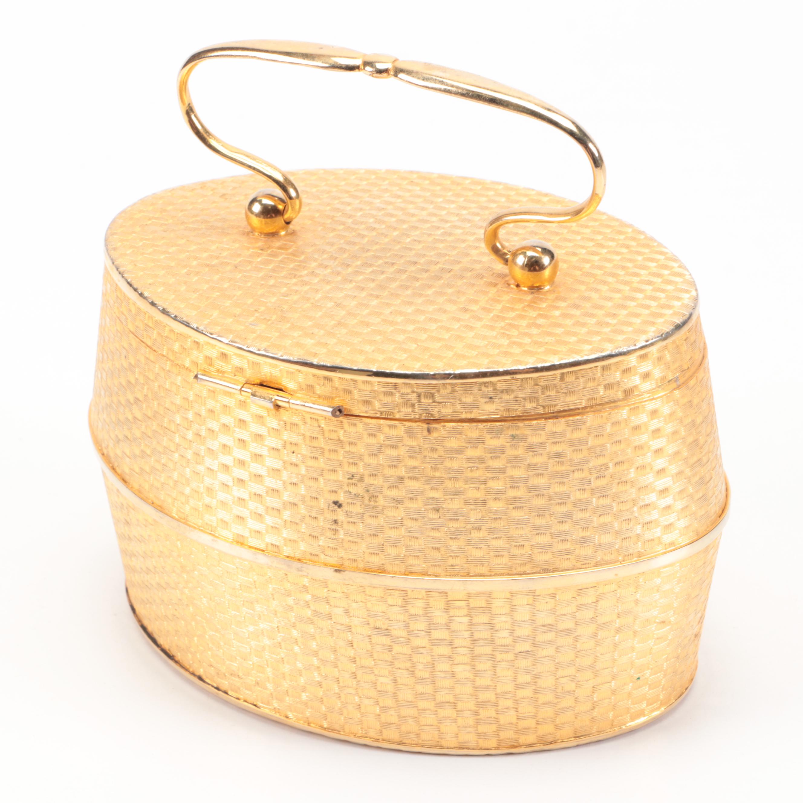 Royal Crown "Paradise" Porcelain Bakeware with Gilt Basketweave Jewelry Box