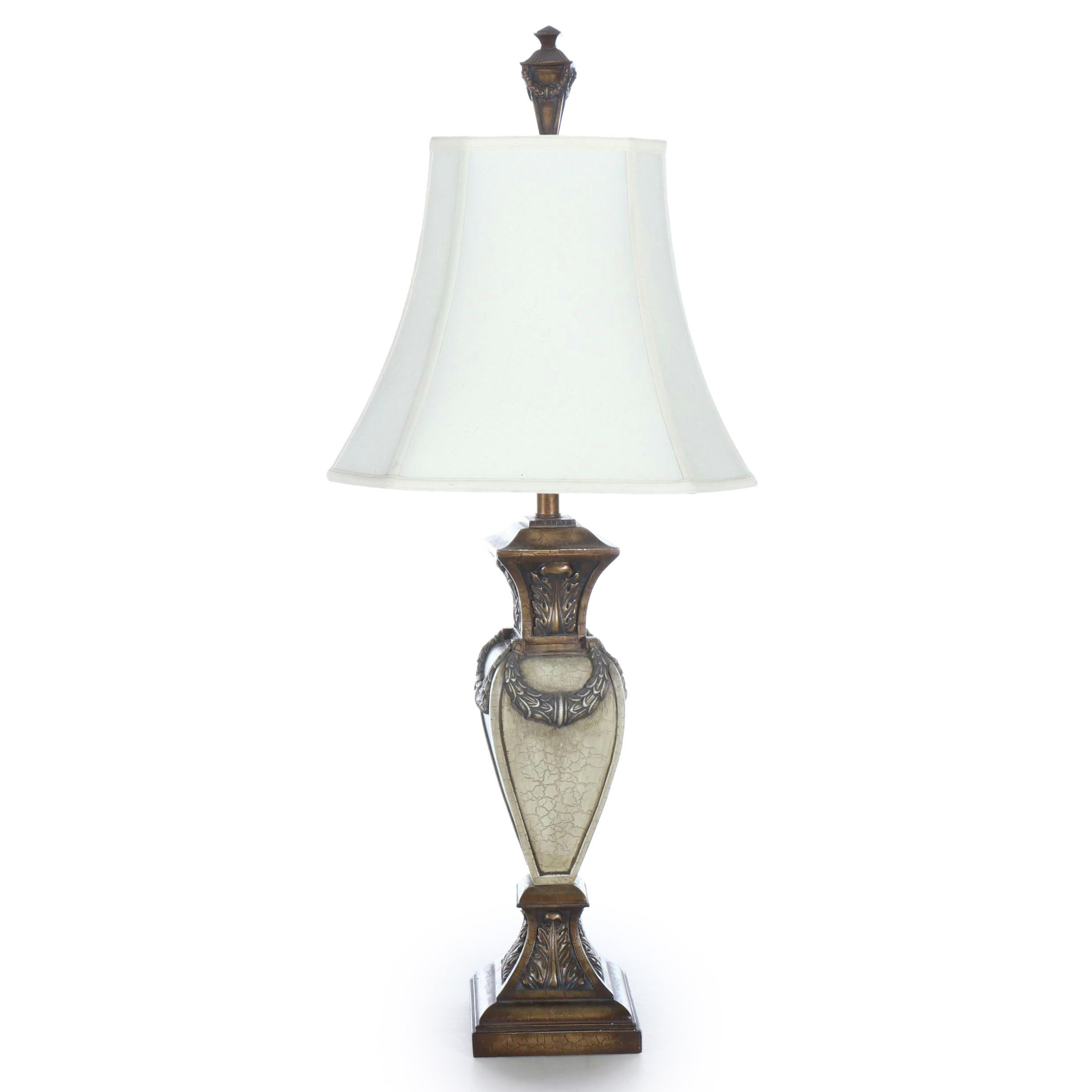 Louis XVI Style Resin Table Lamp with Fabric Shade
