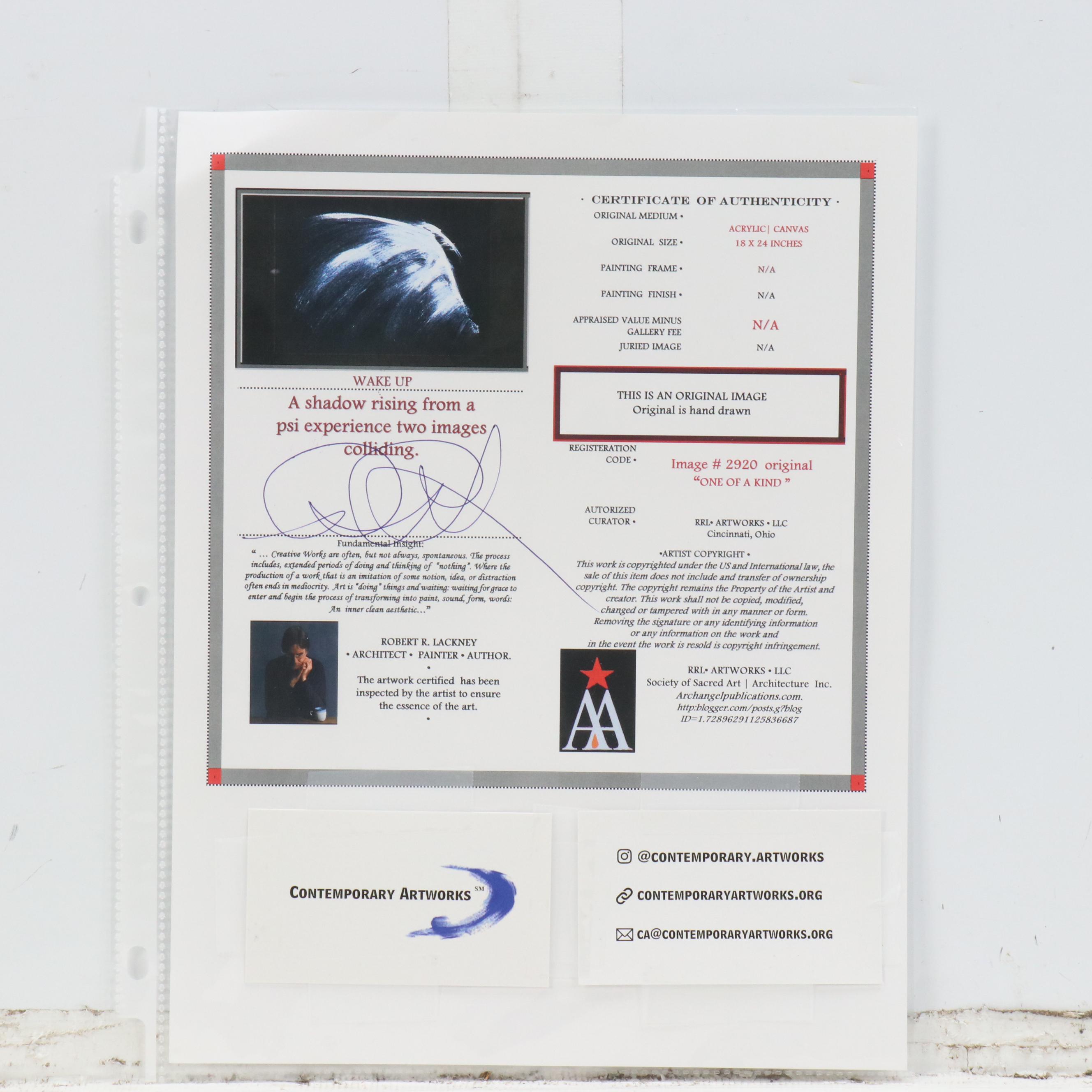 Robert R. Lackney Abstract Acrylic Painting "Wake Up," 21st Century