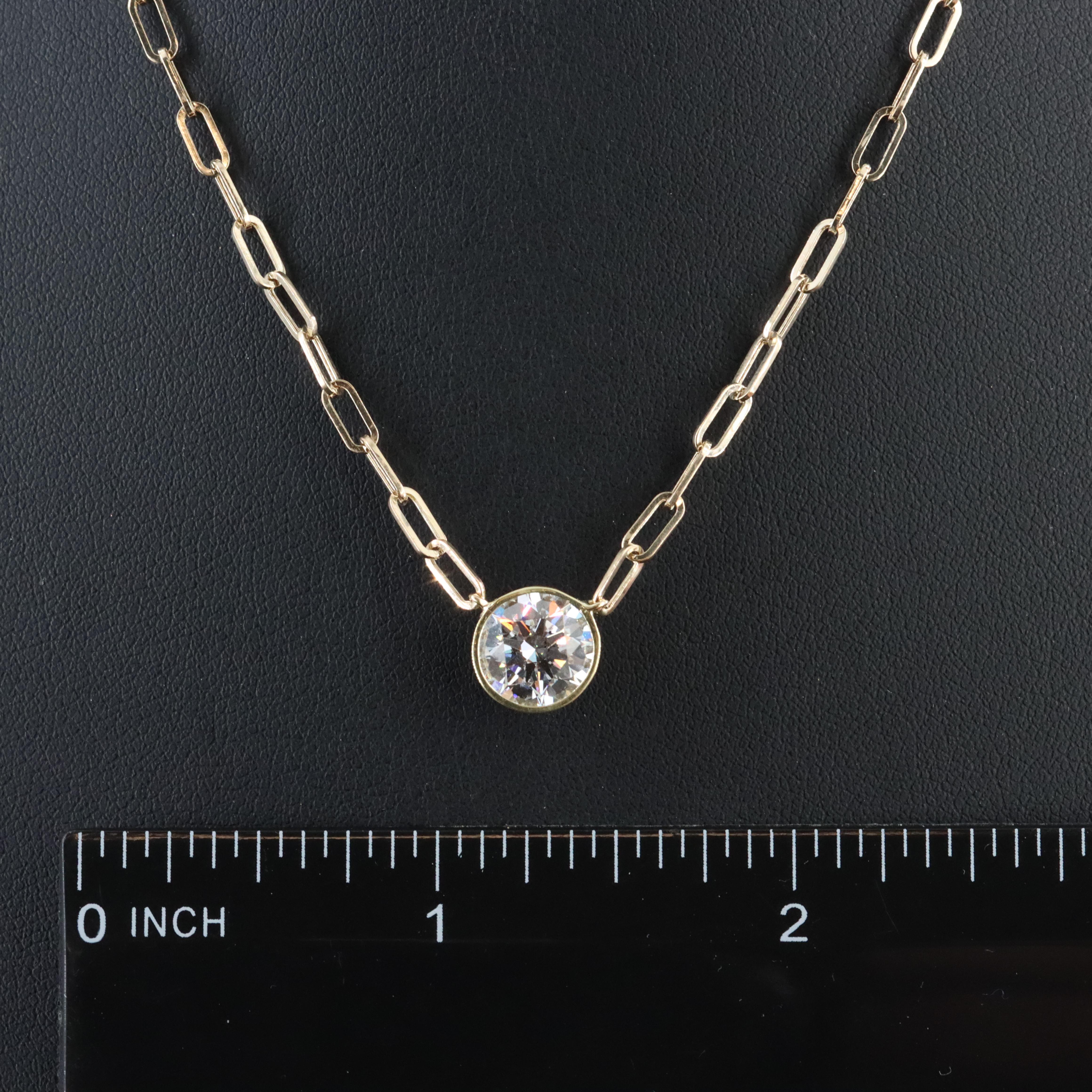14K and 18K 2.03 CT Lab Grown Diamond Bezel Set Necklace with an IGI Report