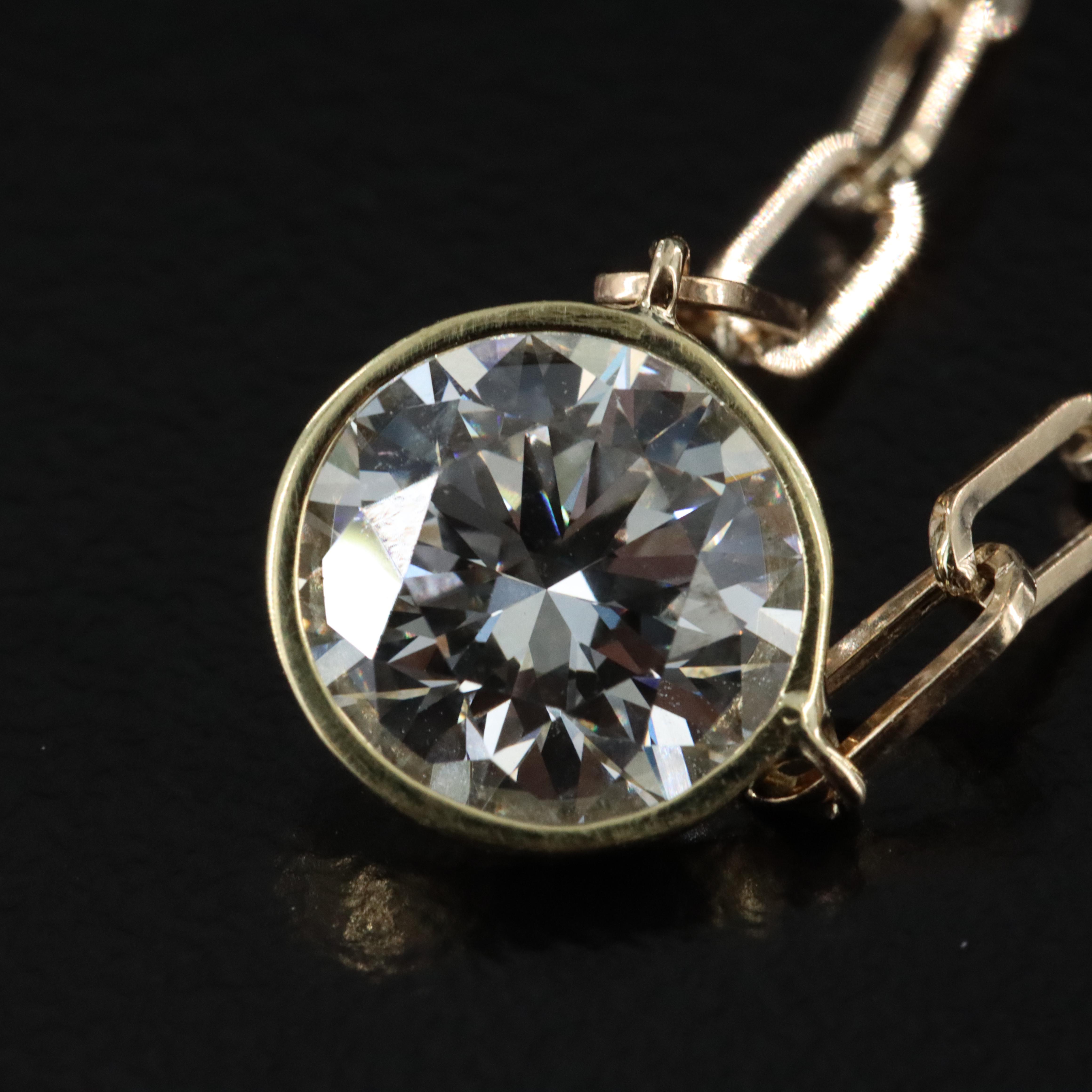 14K and 18K 2.03 CT Lab Grown Diamond Bezel Set Necklace with an IGI Report