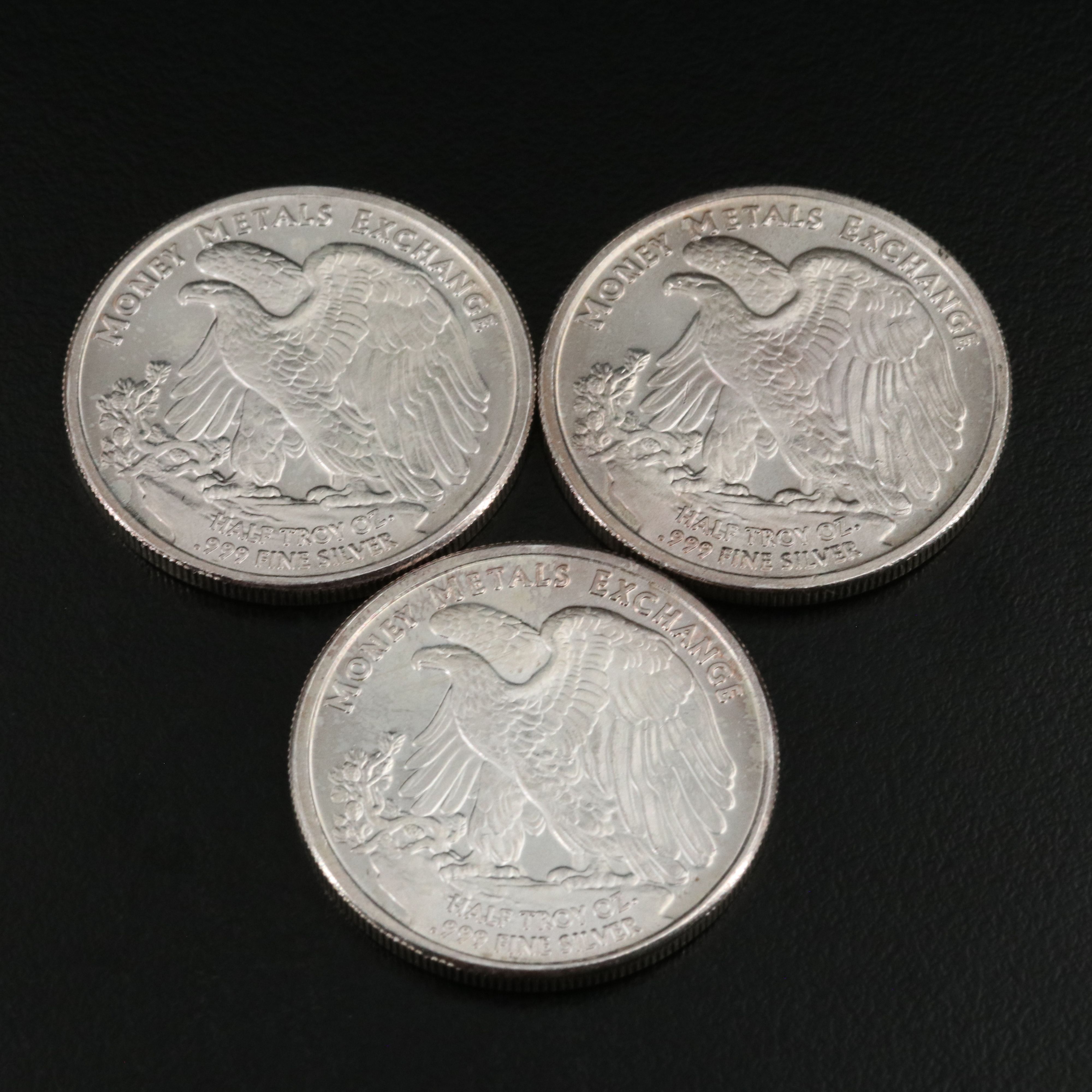 Eight Various 1/2 Troy Ounce Silver Bullion Rounds