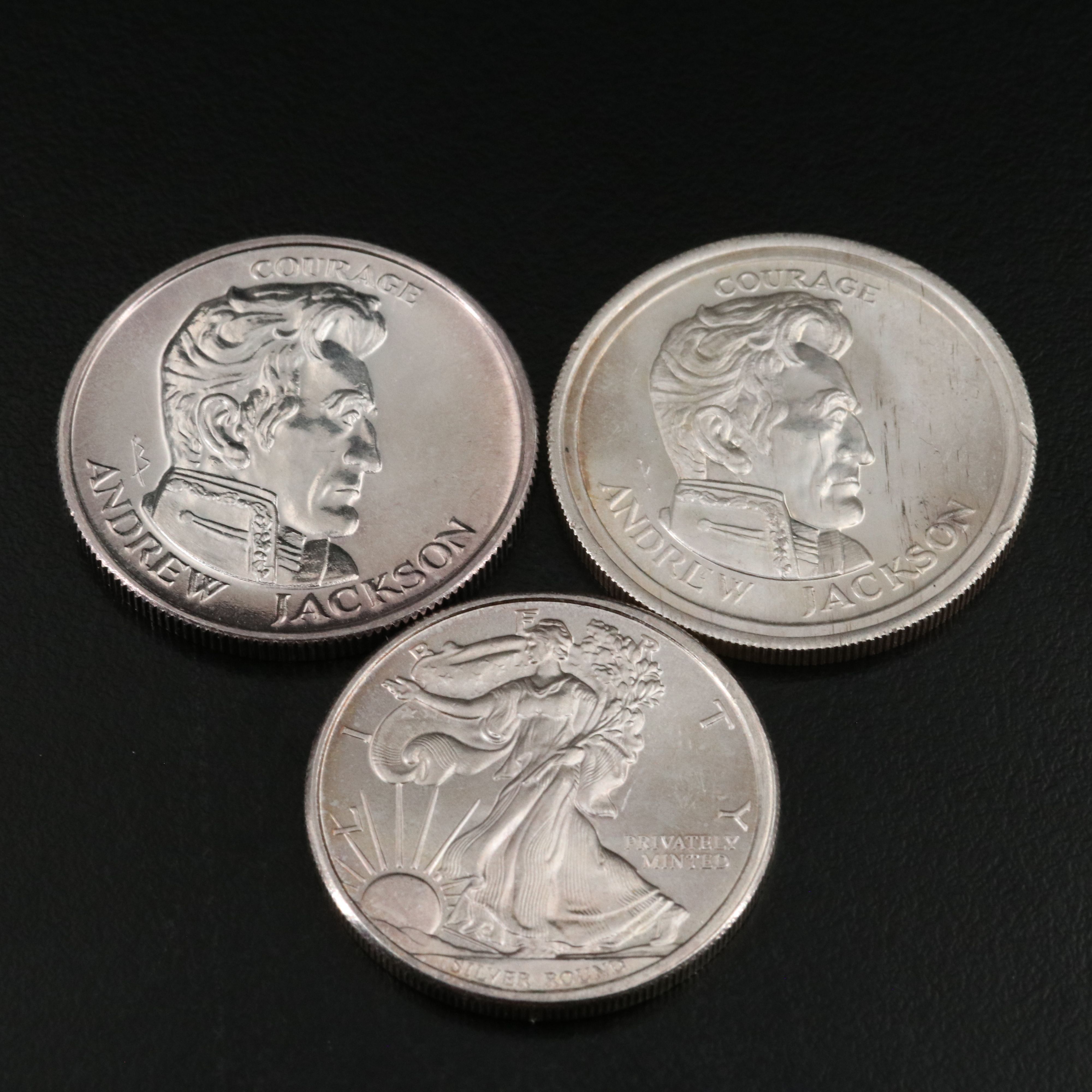 Eight Various 1/2 Troy Ounce Silver Bullion Rounds