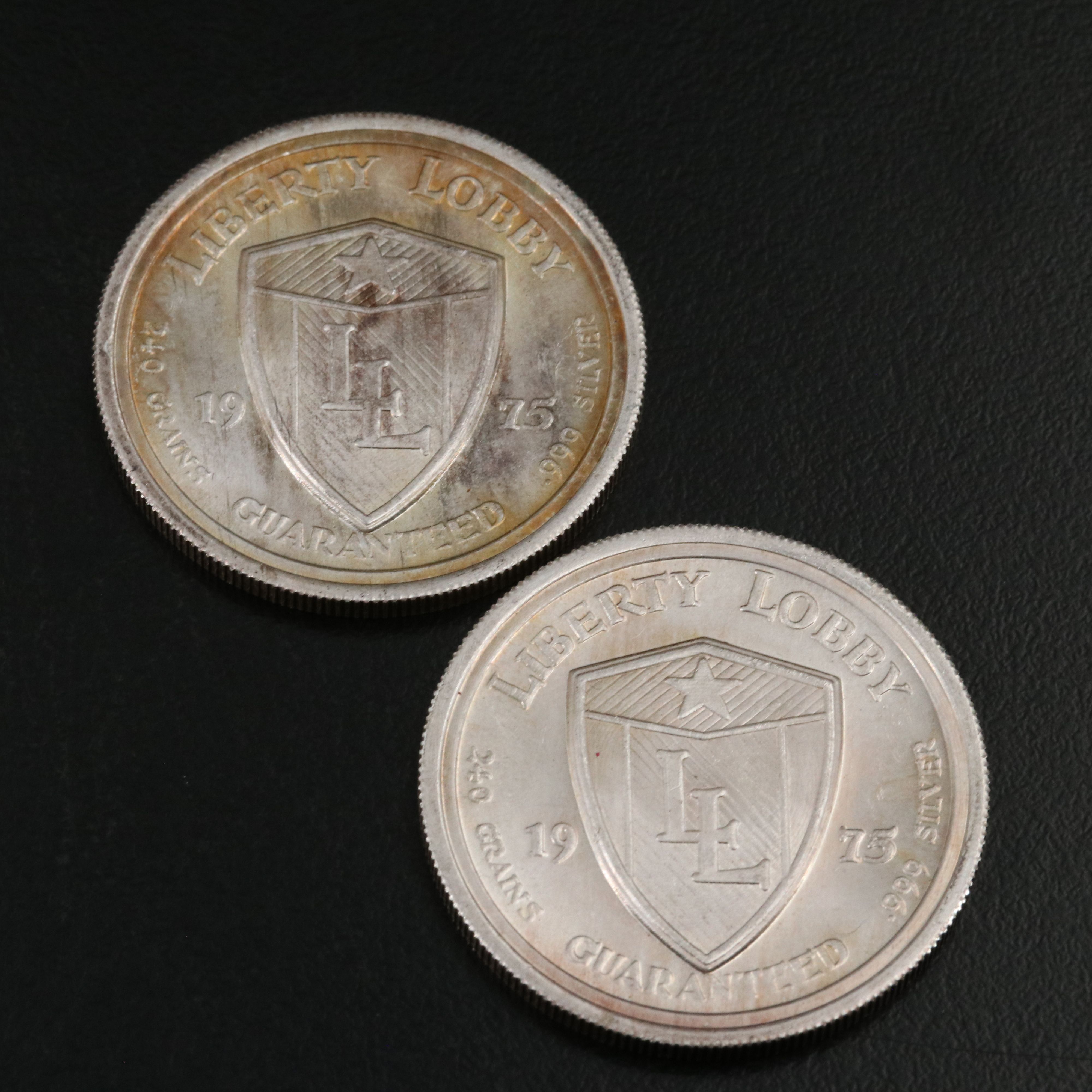 Eight Various 1/2 Troy Ounce Silver Bullion Rounds