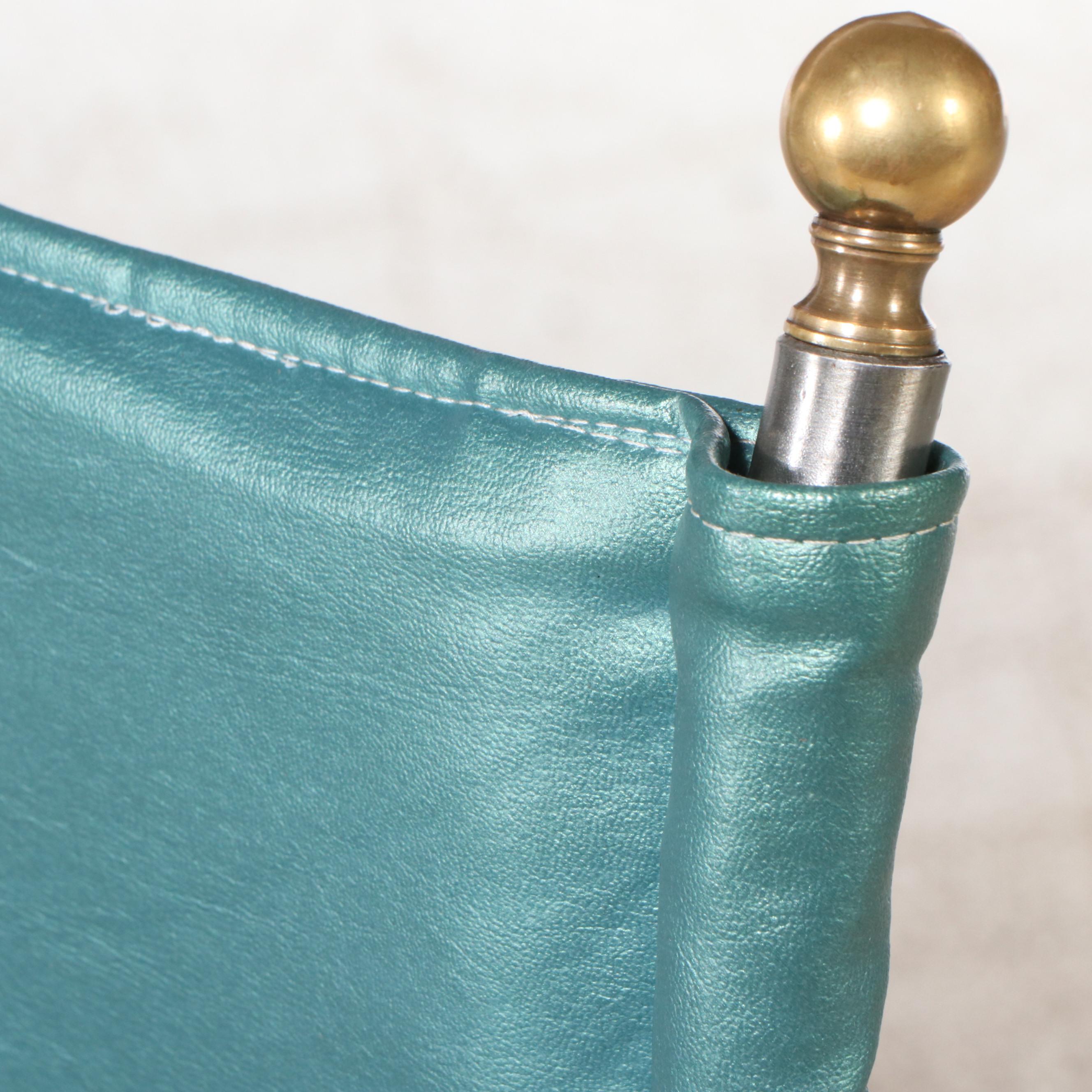 Five-Piece Pearl Vinyl Upholstered Scrollwork Steel and Gold Tip Dining Set