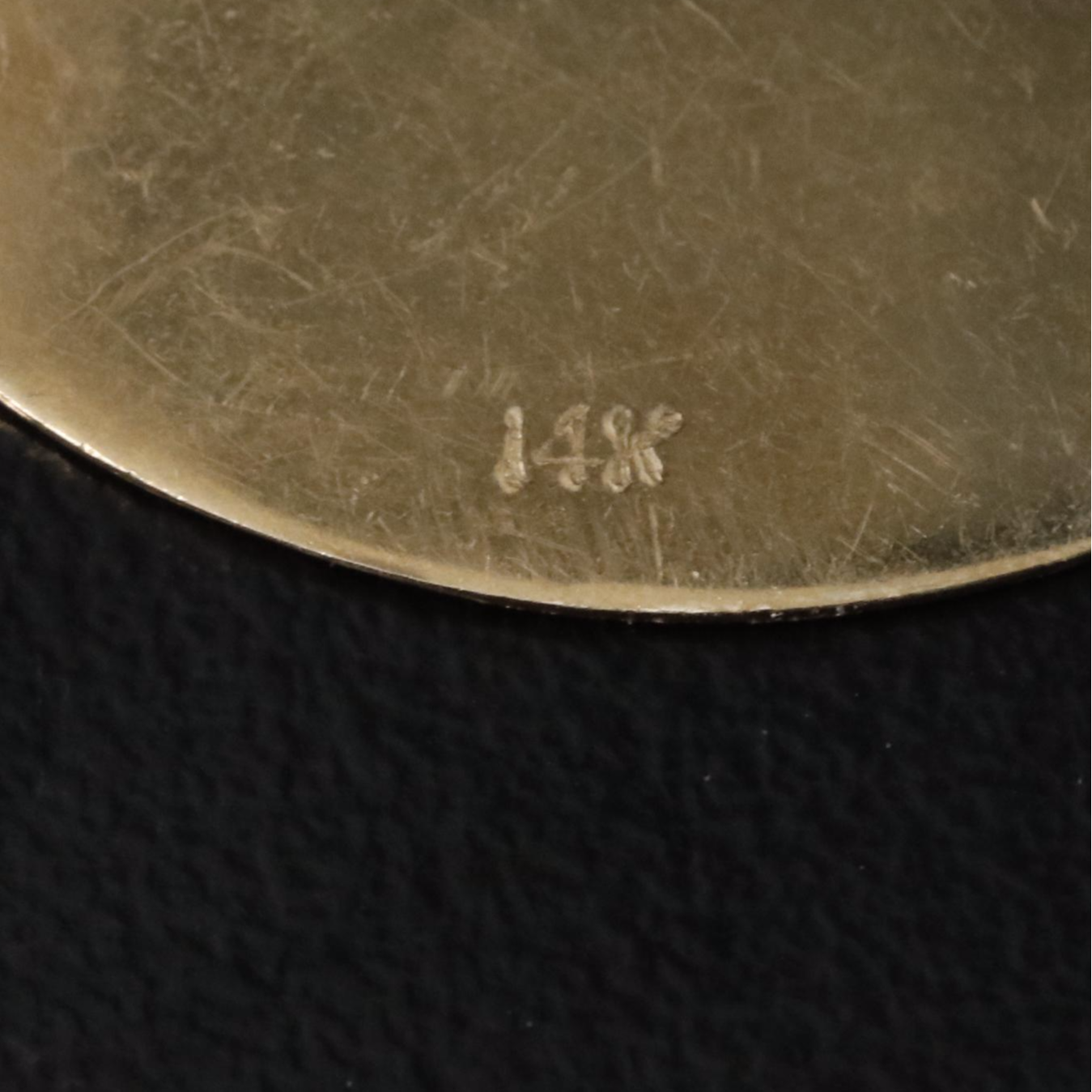 14K Crosshatch Disc Brooch and Faux Pearl Earrings Including 10K