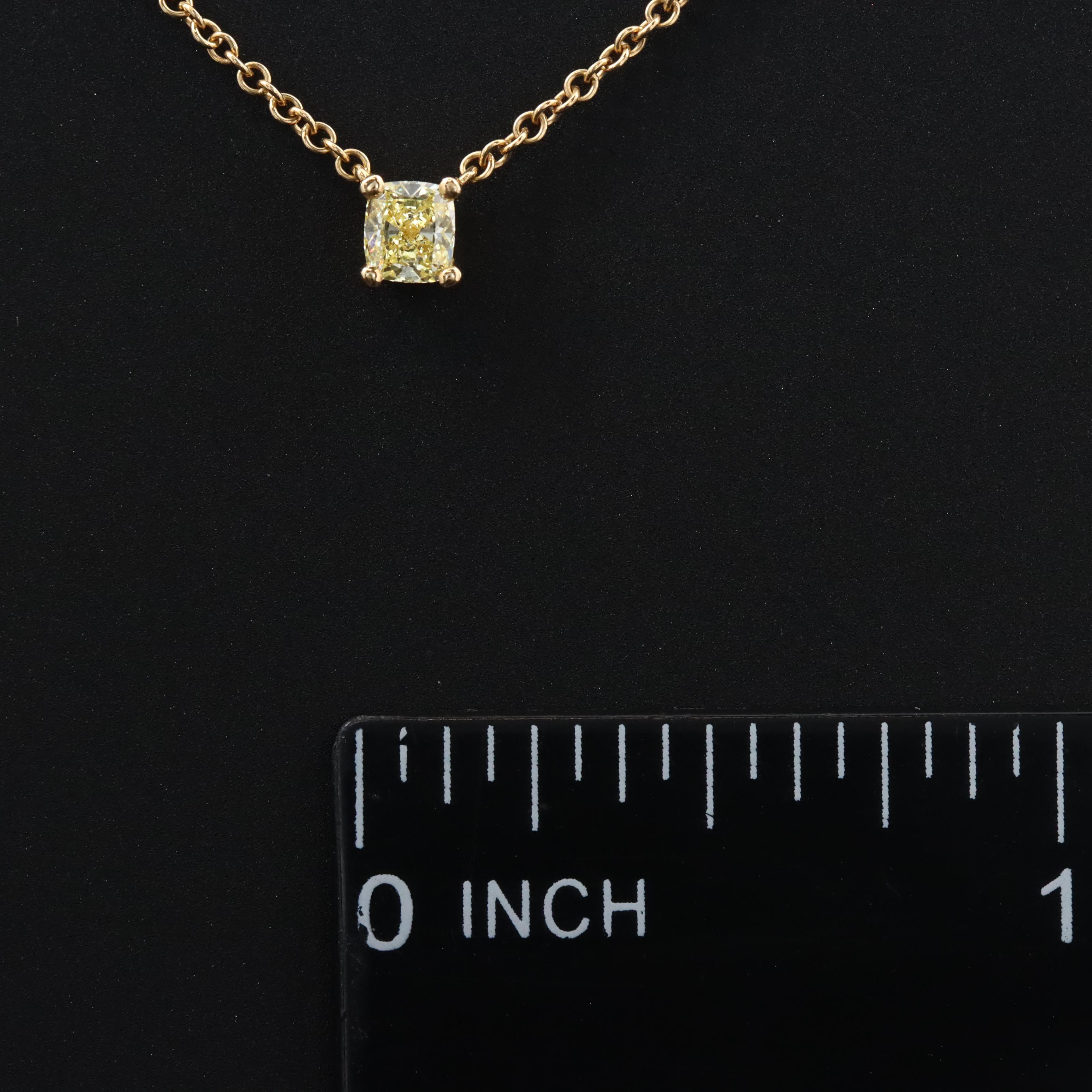 Tiffany & Co. 18K 0.21 CT Fancy Intense Yellow IF Diamond Solitaire Pendant