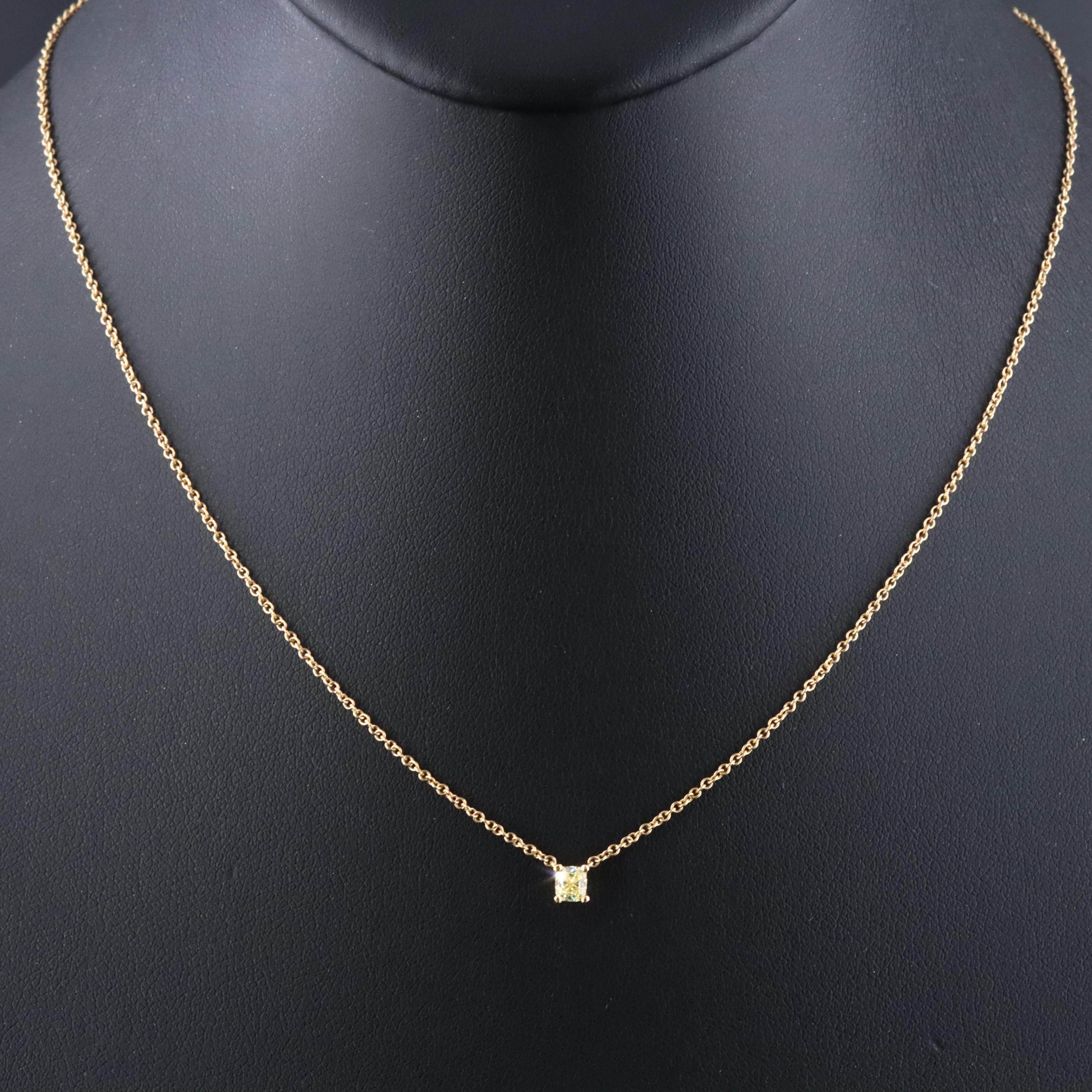 Tiffany & Co. 18K 0.21 CT Fancy Intense Yellow IF Diamond Solitaire Pendant