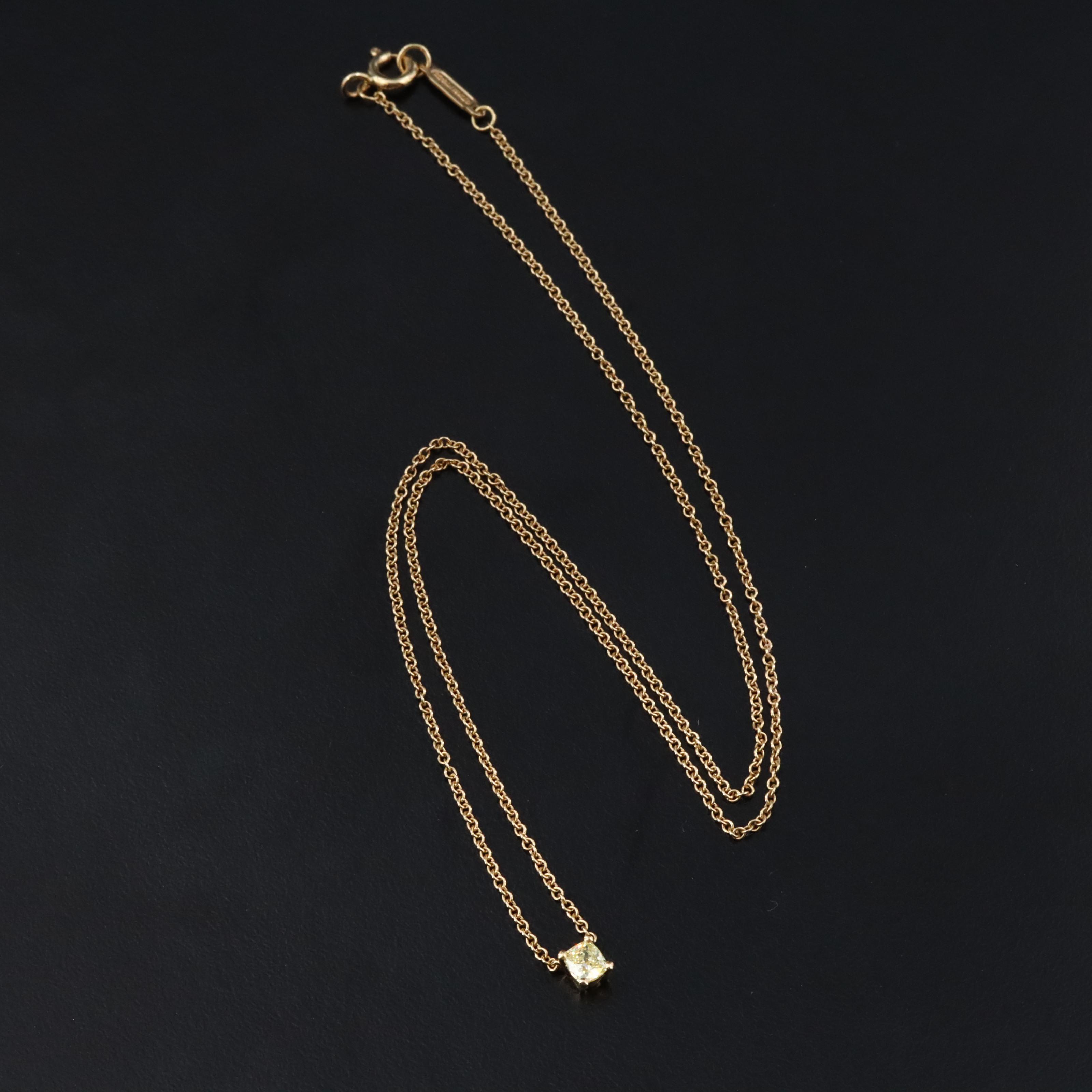 Tiffany & Co. 18K 0.21 CT Fancy Intense Yellow IF Diamond Solitaire Pendant