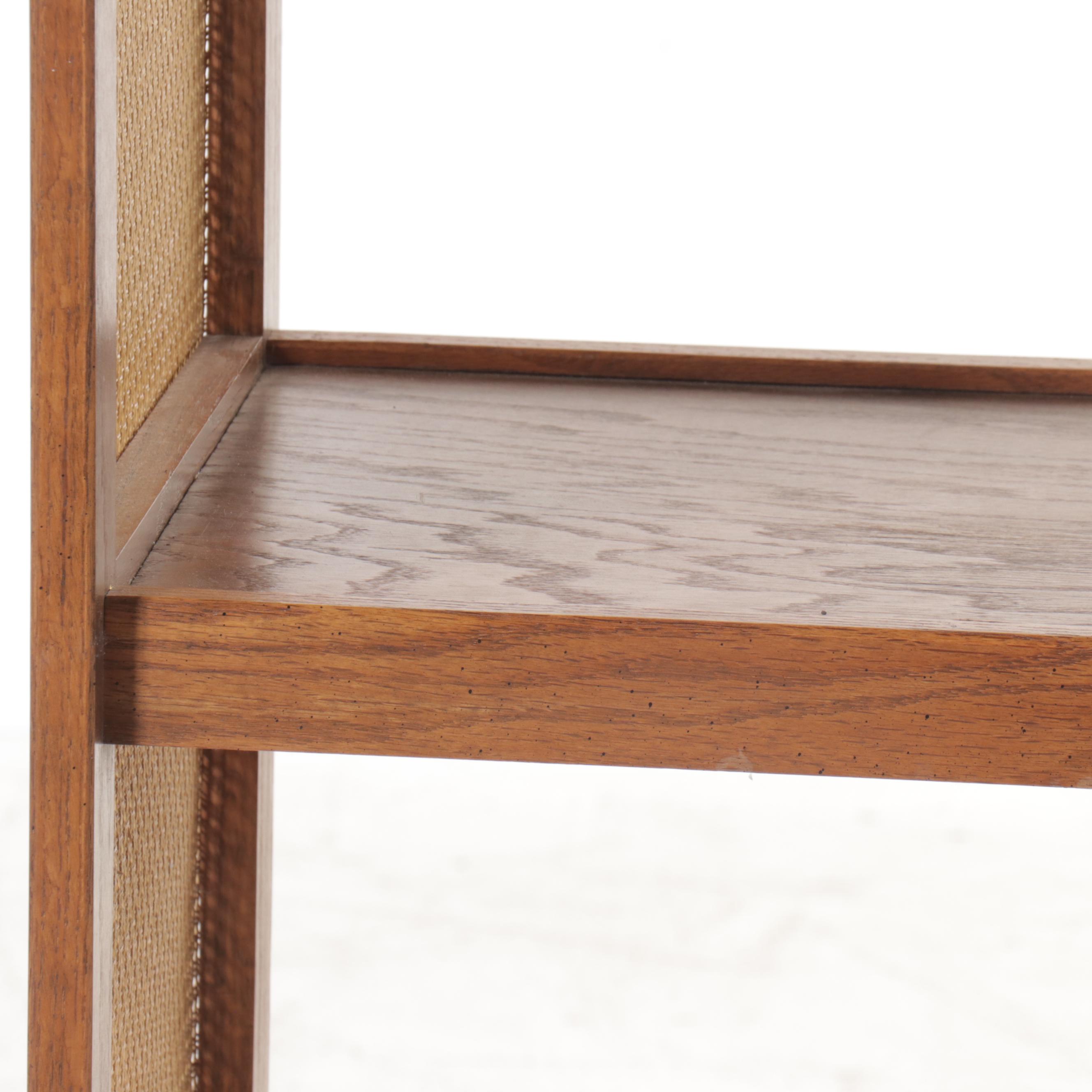 Mid Century Modern Oak Bookcase with Caned Sides