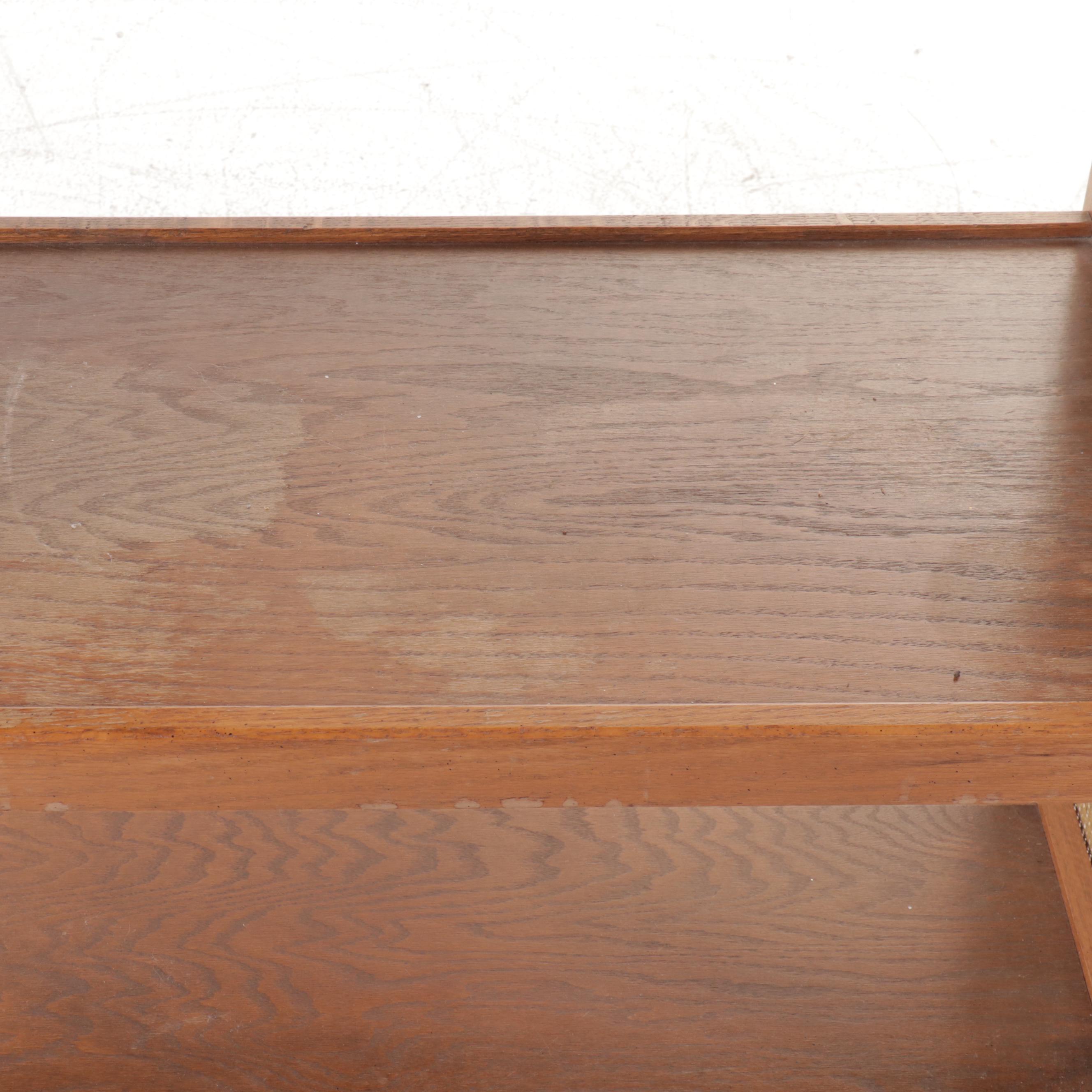 Mid Century Modern Oak Bookcase with Caned Sides