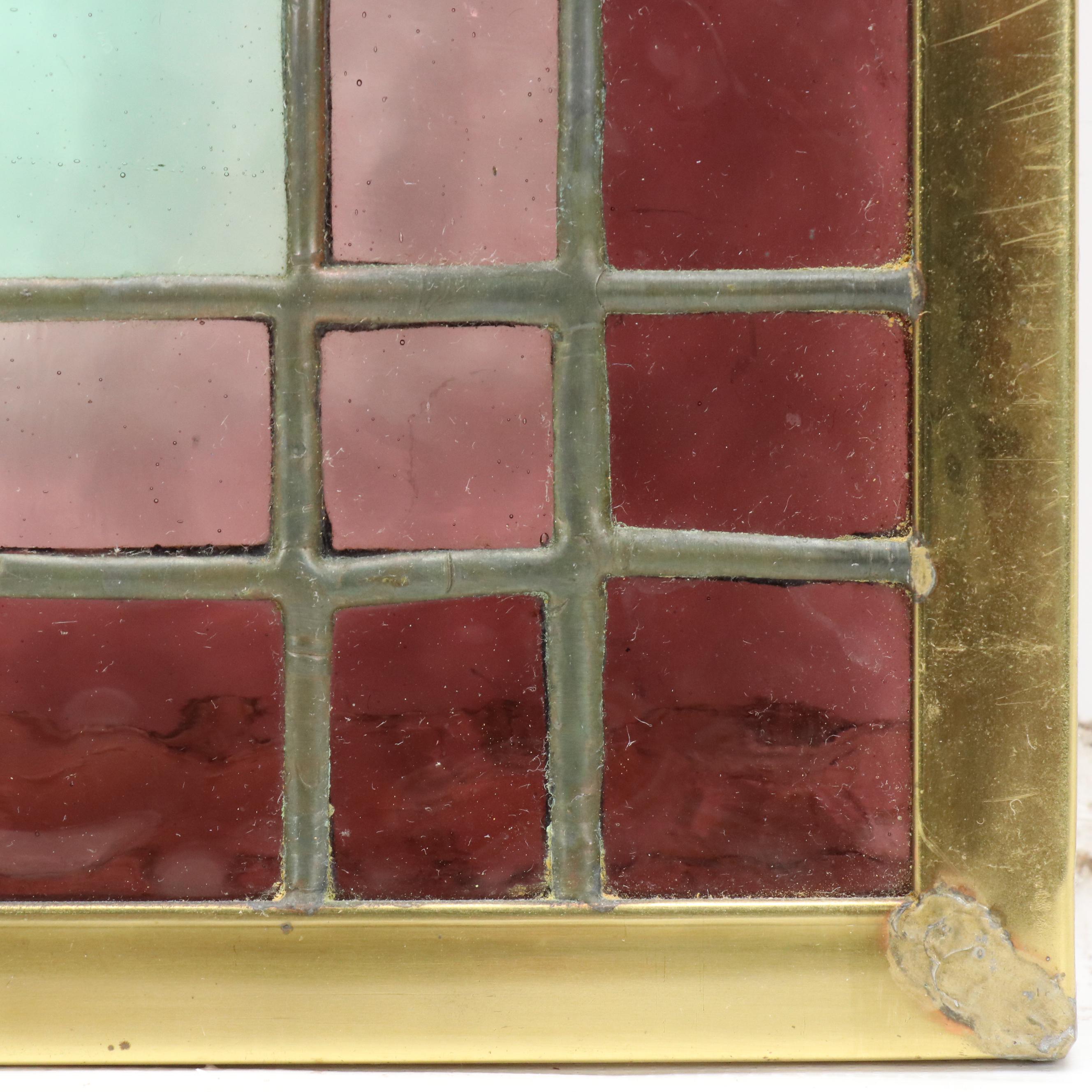 Floral Stained Glass Panel with Pink Tulips