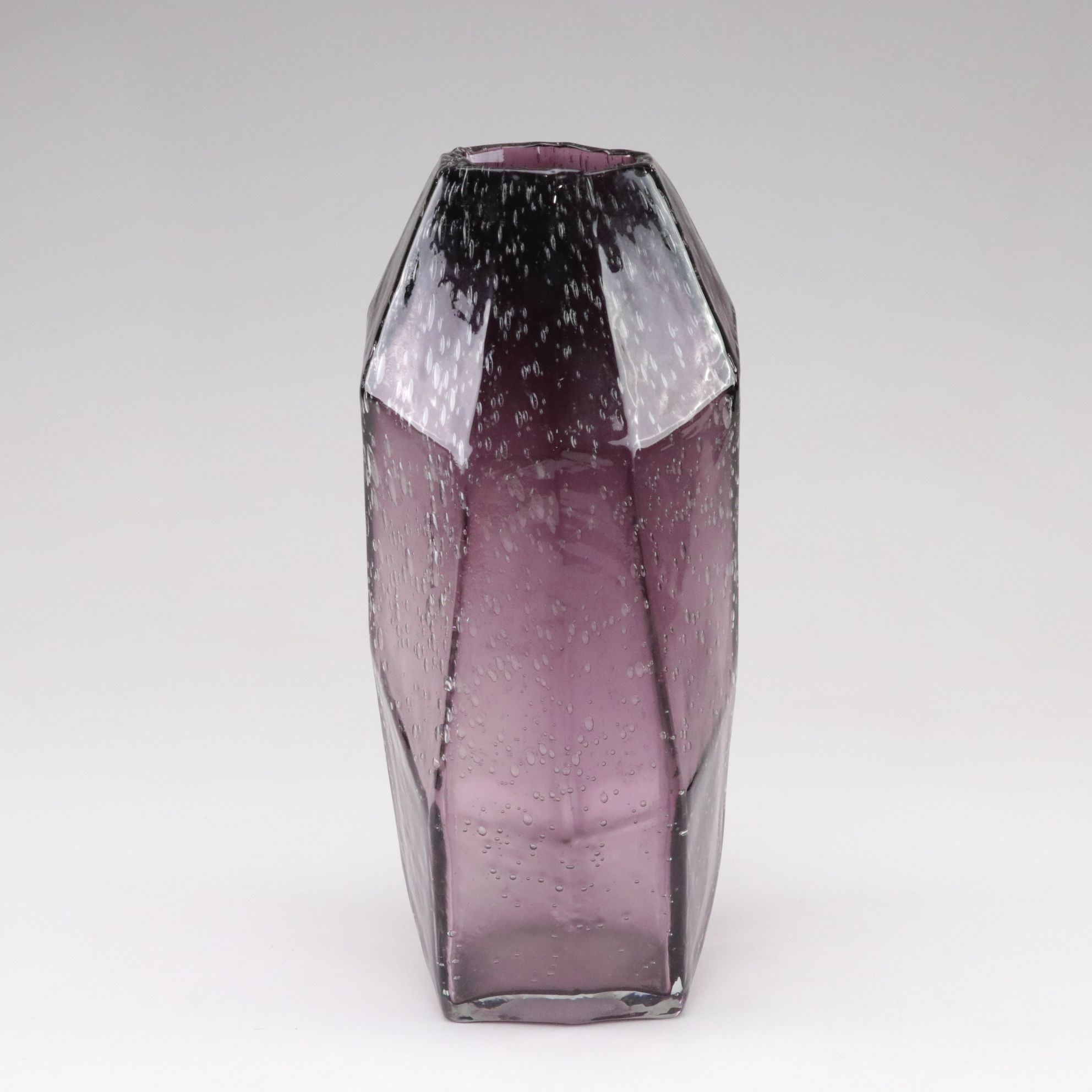 Amethyst and Amber Blown Glass Abstract Geometric Bullicante Vases