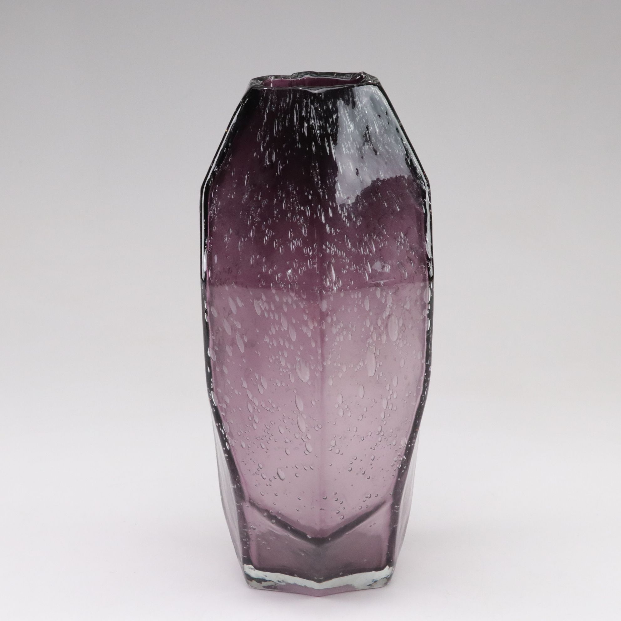 Amethyst and Amber Blown Glass Abstract Geometric Bullicante Vases