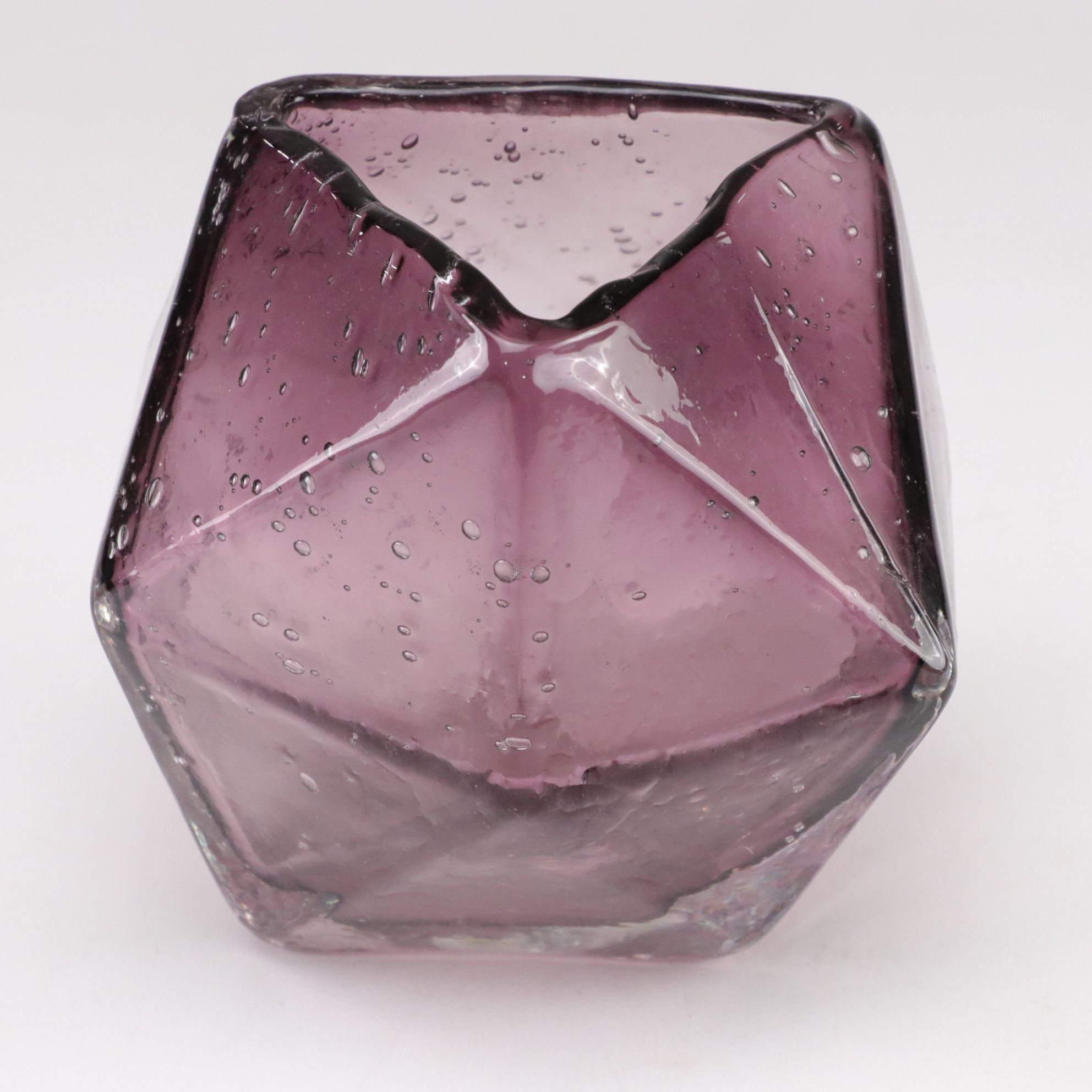 Amethyst and Amber Blown Glass Abstract Geometric Bullicante Vases