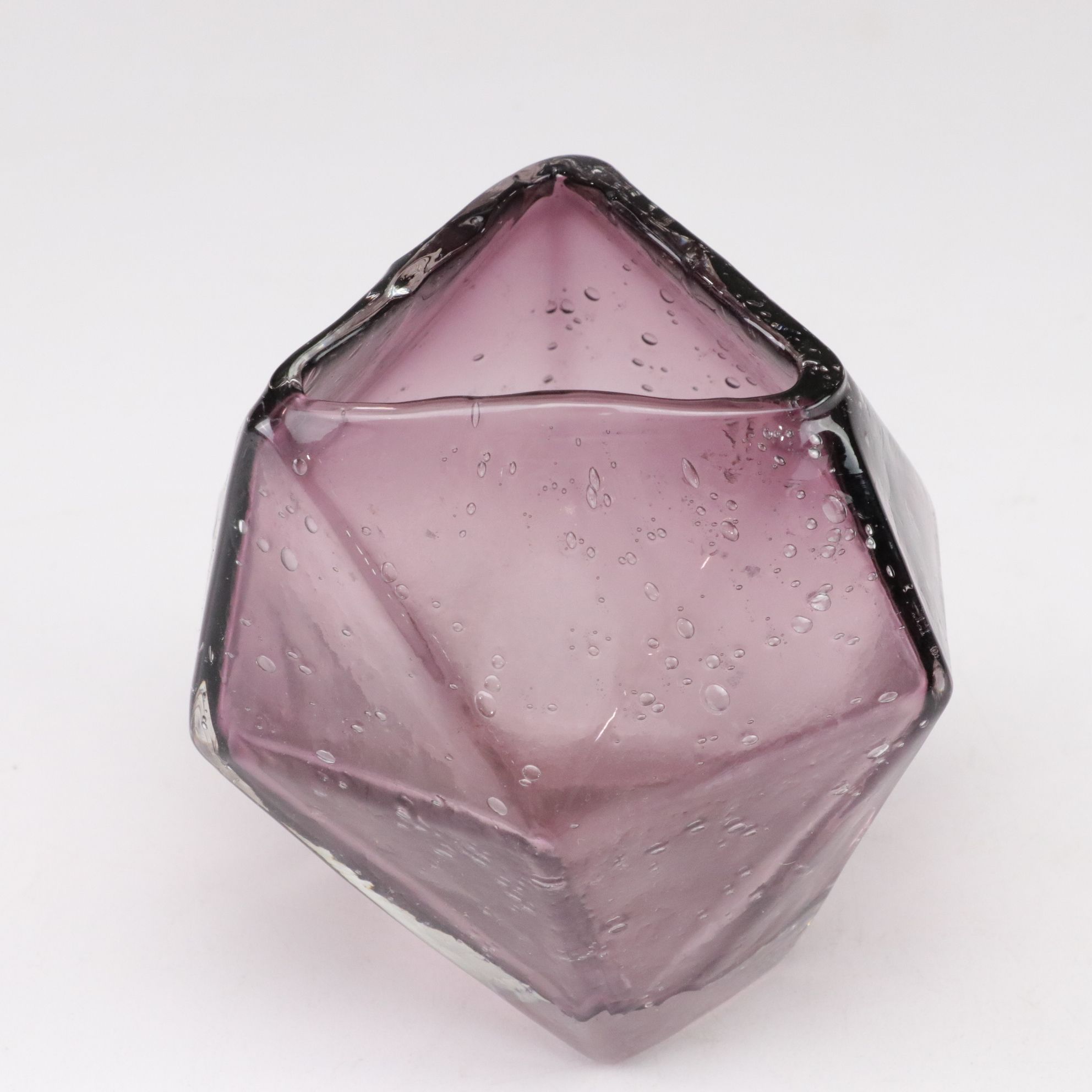 Amethyst and Amber Blown Glass Abstract Geometric Bullicante Vases