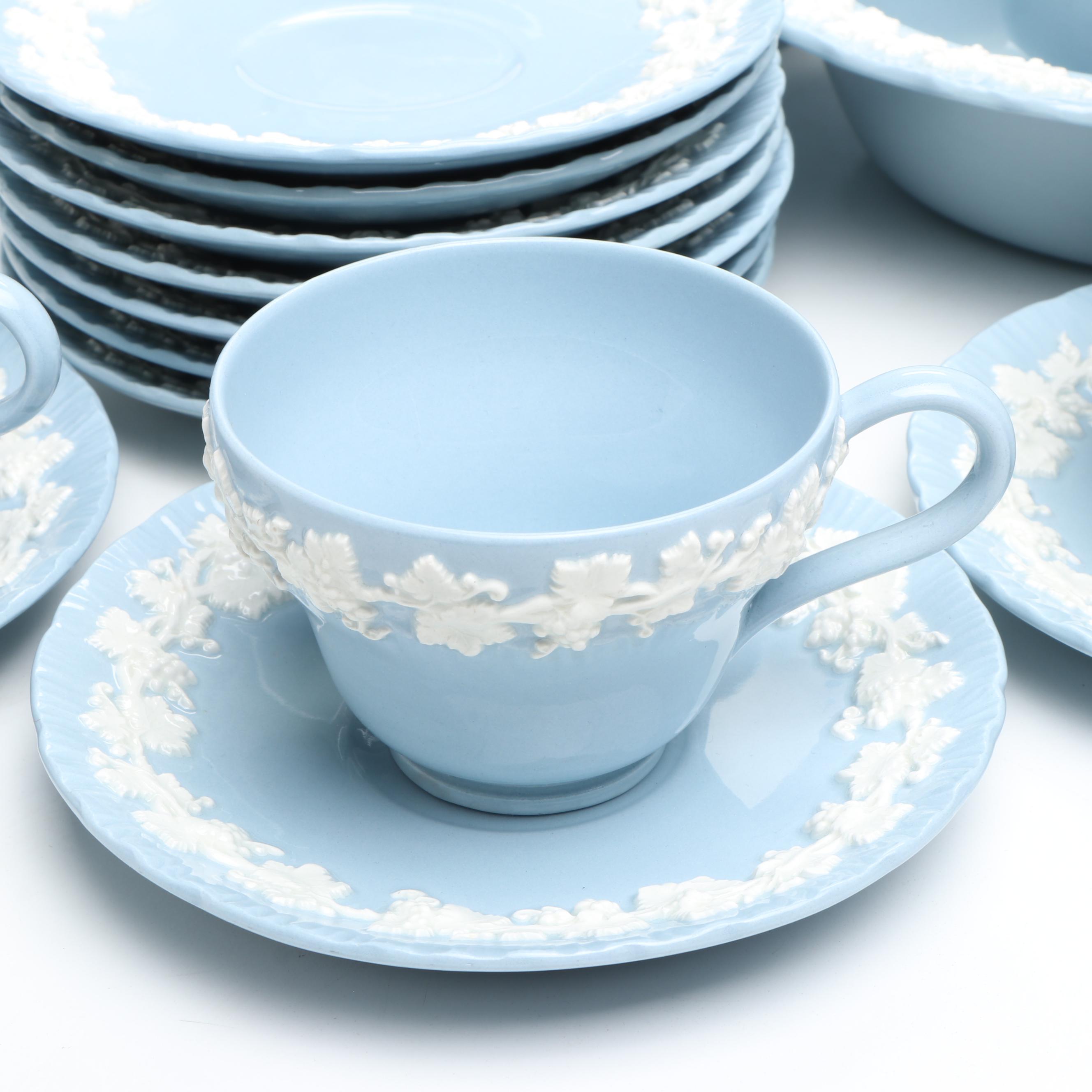 Wedgwood "Cream Color on Lavender" Shell Edge Ceramic Dinnerware