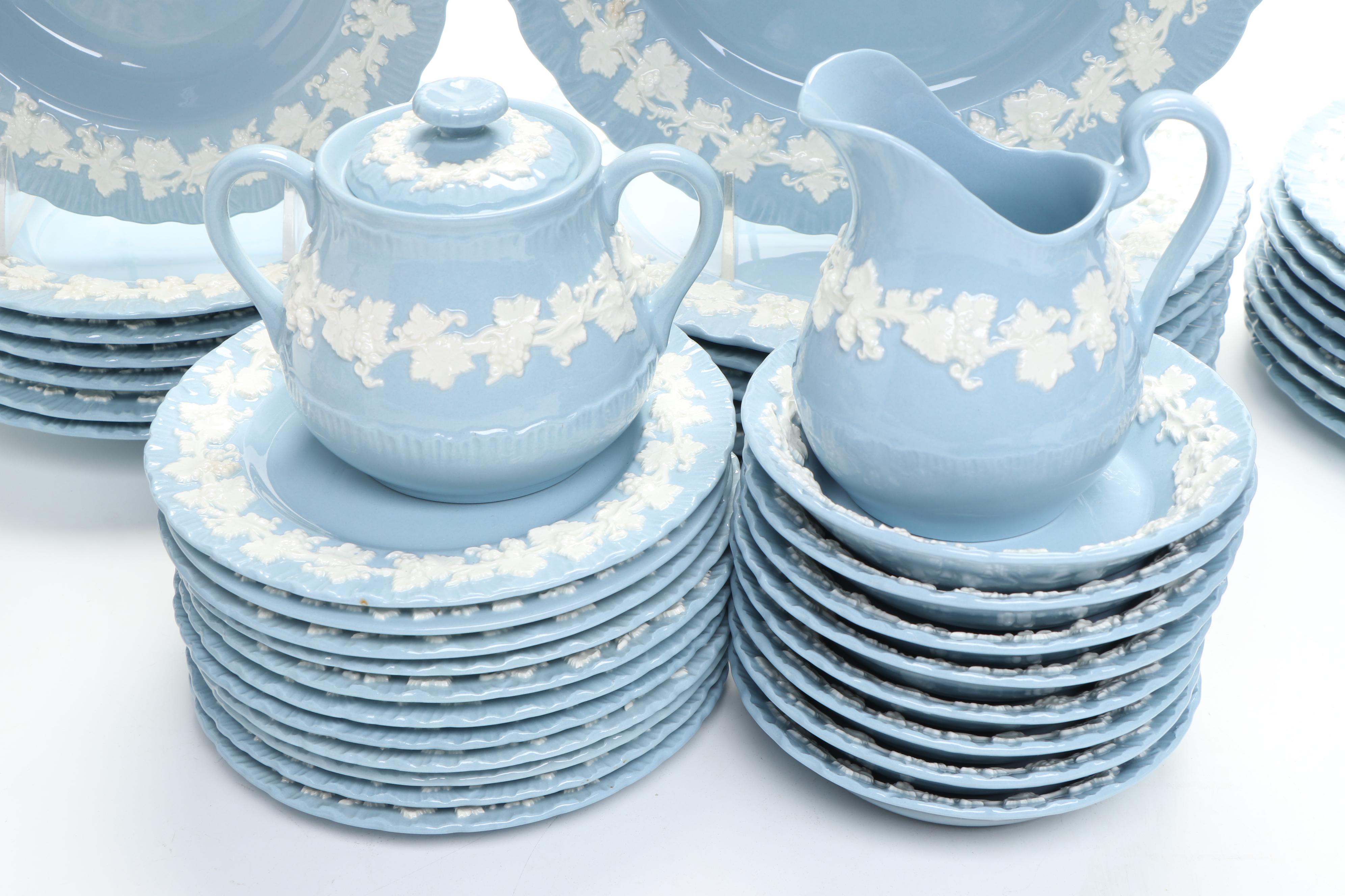 Wedgwood "Cream Color on Lavender" Shell Edge Ceramic Dinnerware