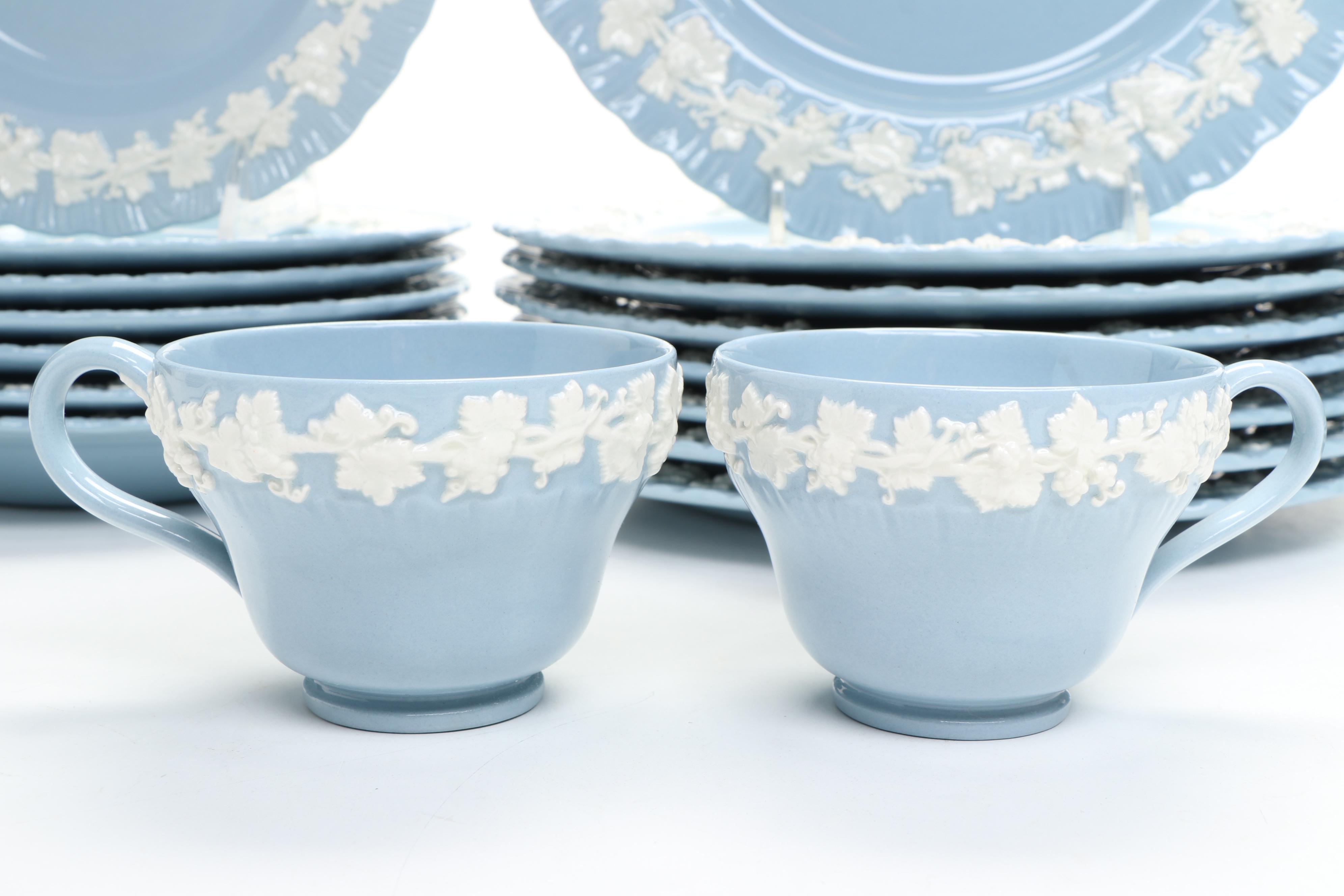 Wedgwood "Cream Color on Lavender" Shell Edge Ceramic Dinnerware