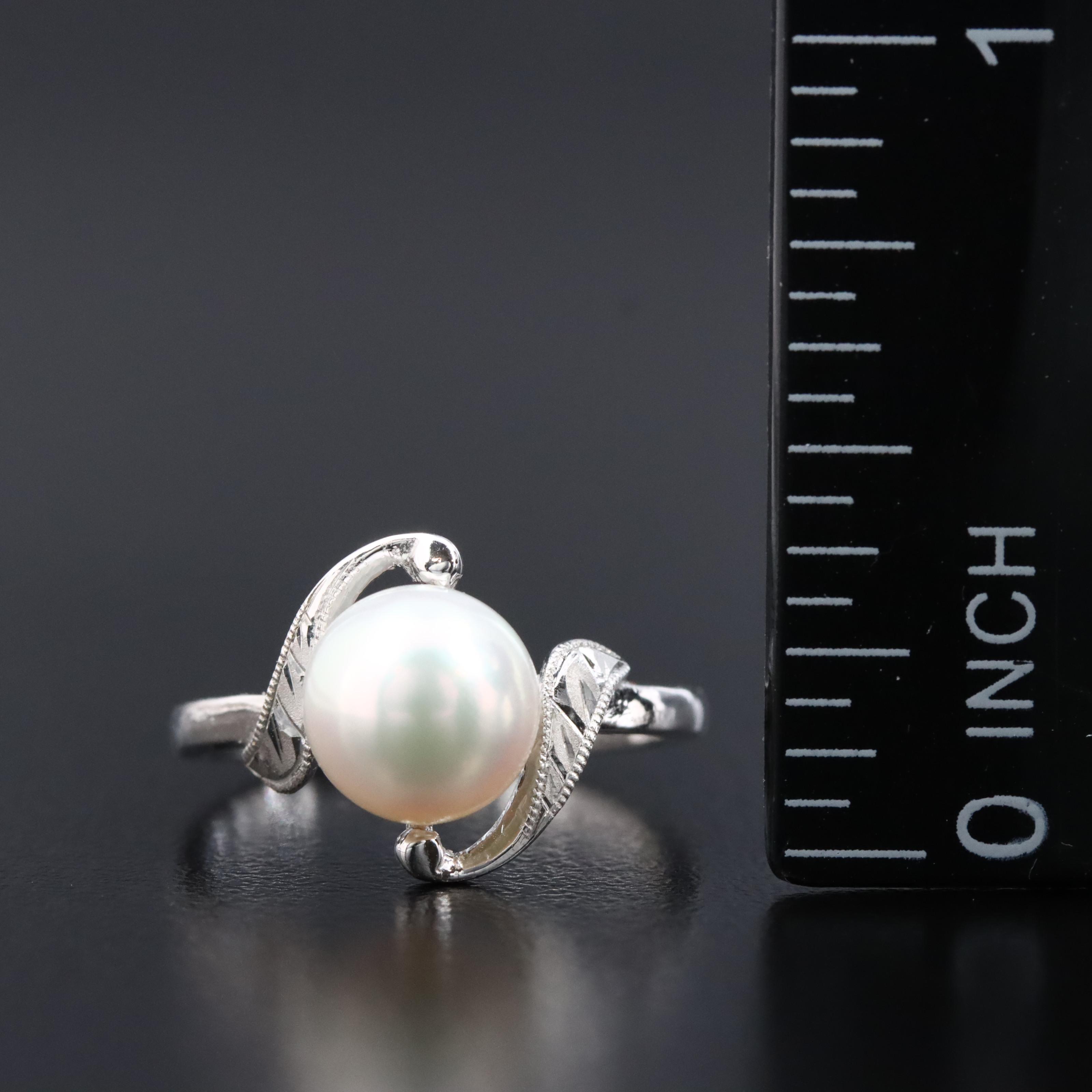 Vintage Mikimoto 14K Pearl Solitaire Ring