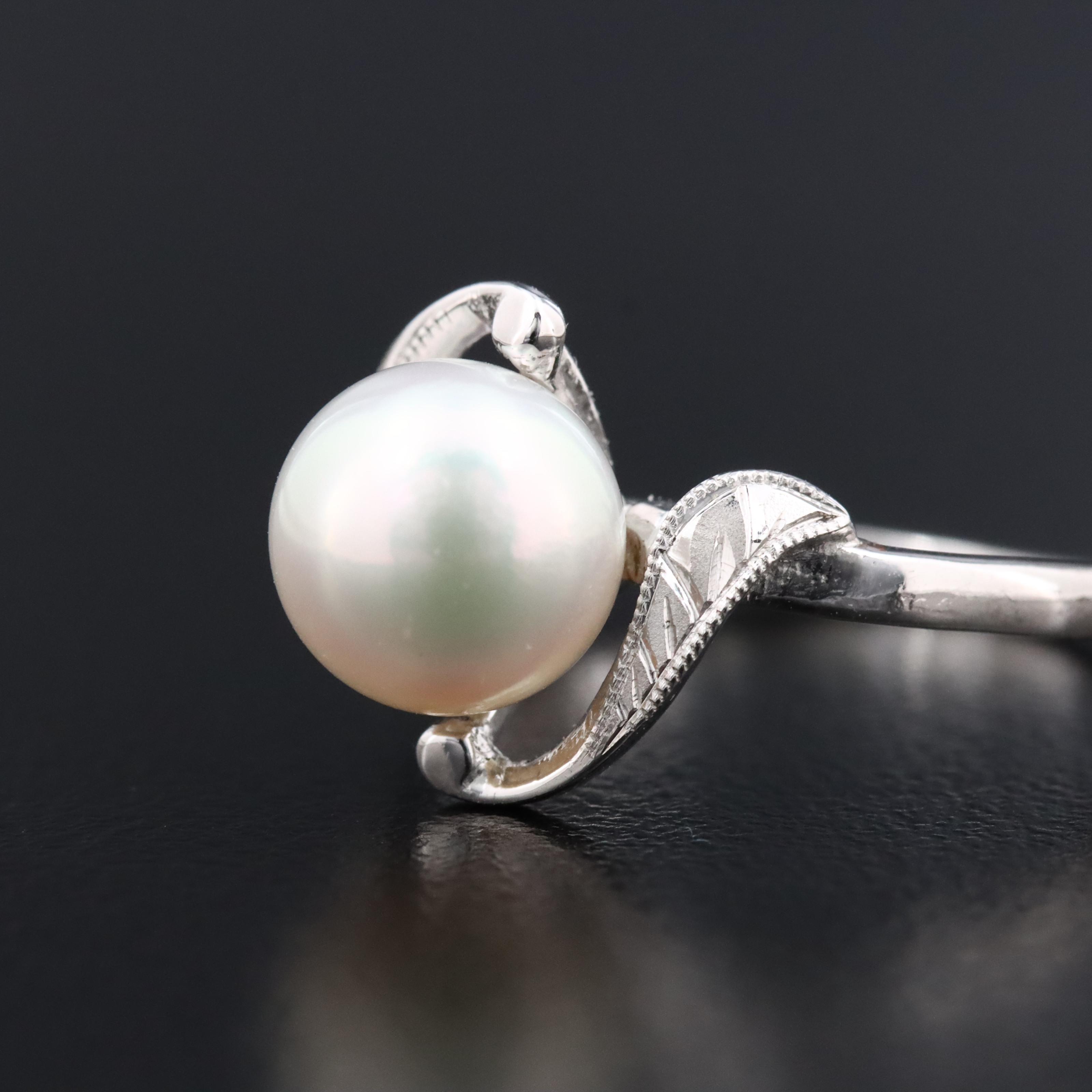 Vintage Mikimoto 14K Pearl Solitaire Ring