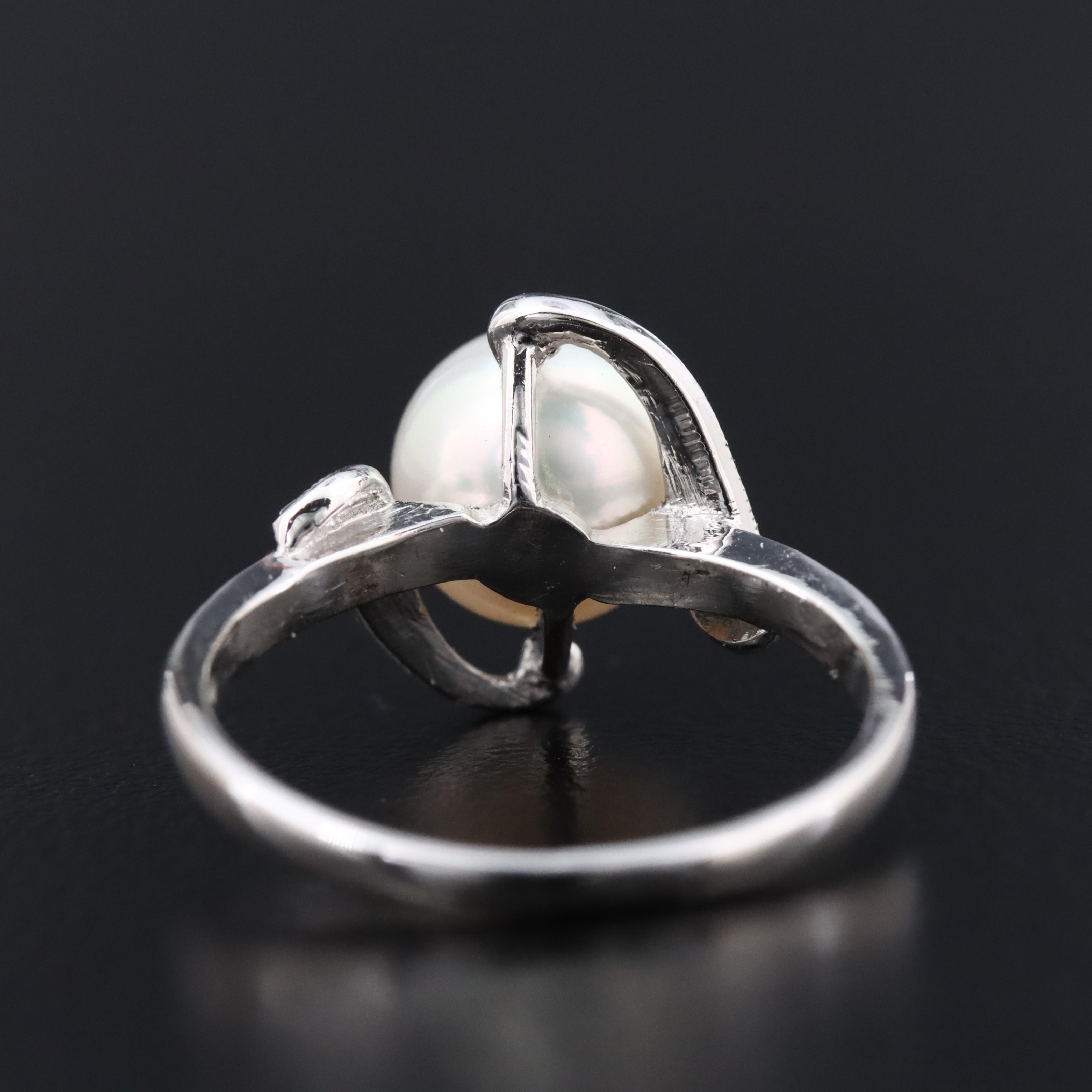 Vintage Mikimoto 14K Pearl Solitaire Ring