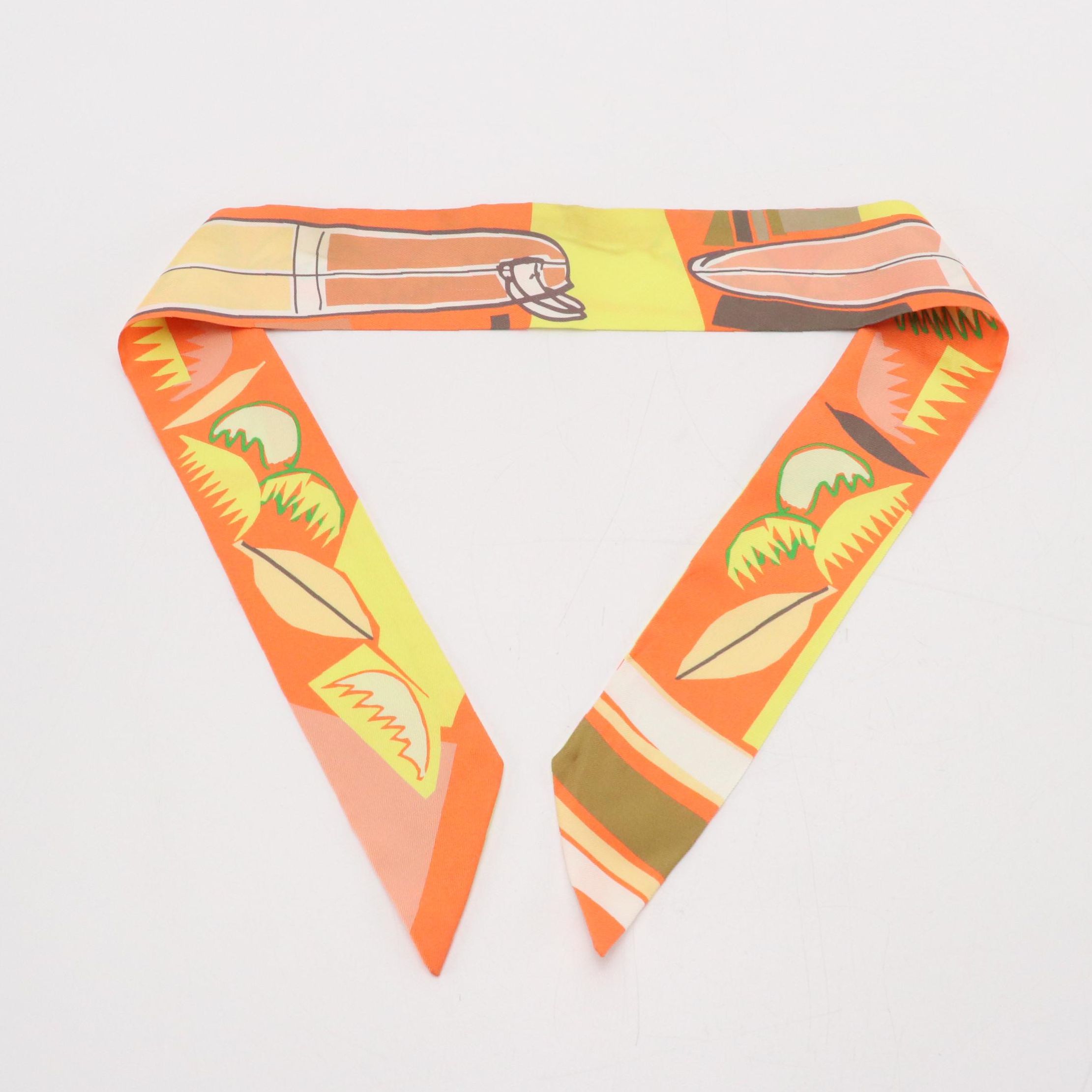 Hermès "Sea, Surf and Fun" Twilly Scarf in Silk with Box