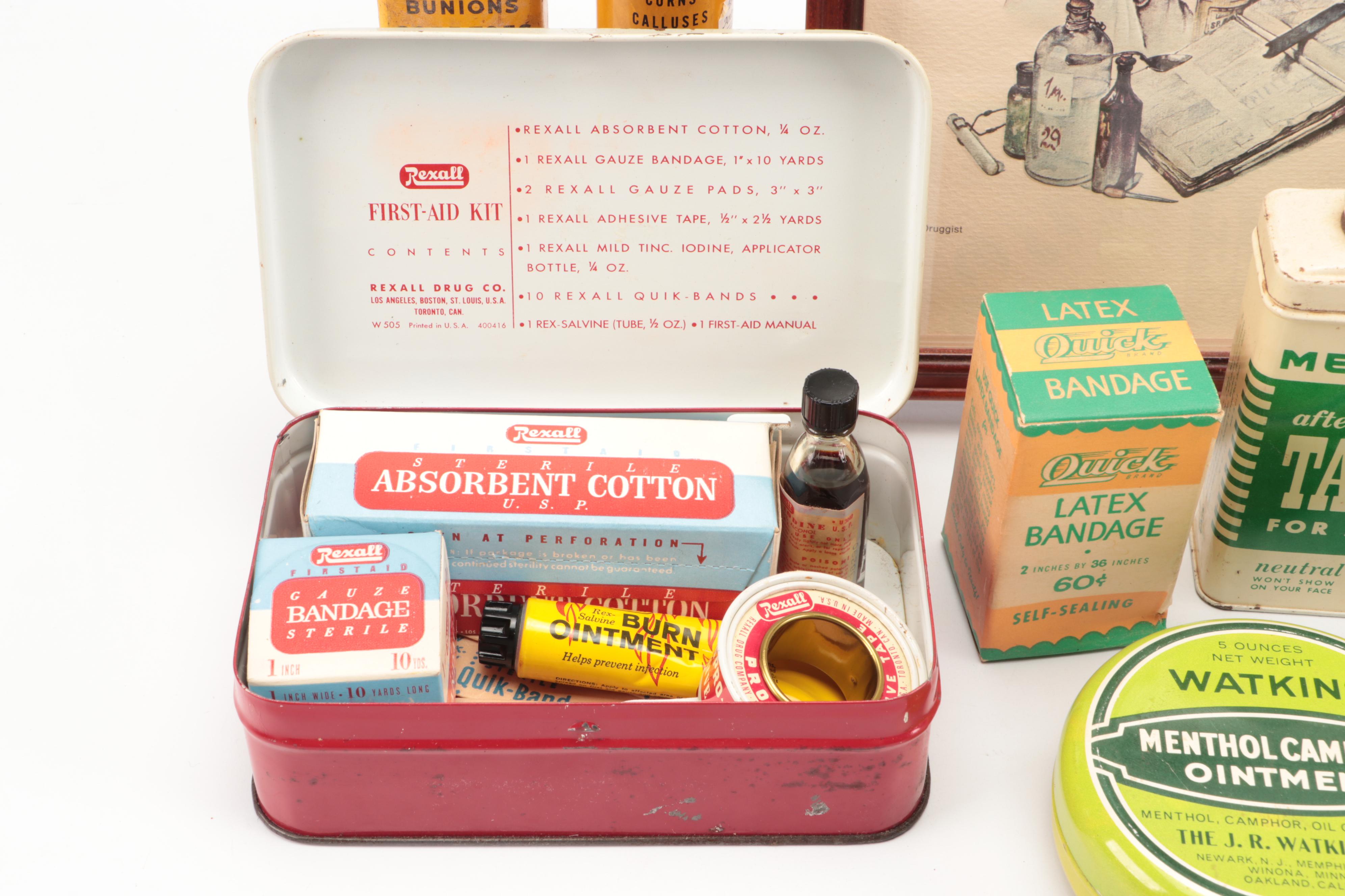 Rexall Metal First-Aid Kit, Powders, Ointments & Other Personal Care Products