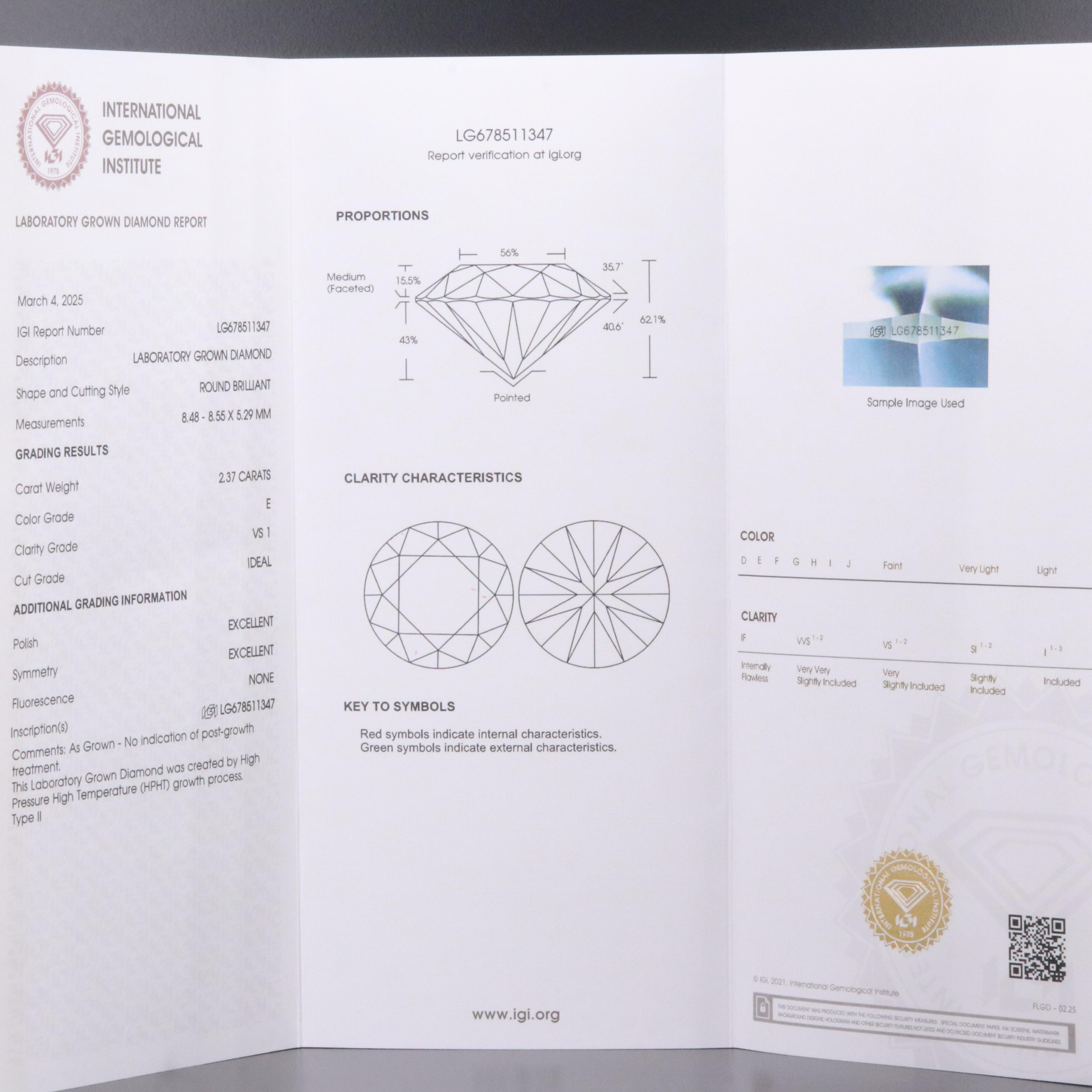 Platinum 4.75 CTW Lab Grown Diamond Stud Earrings with IGI Reports