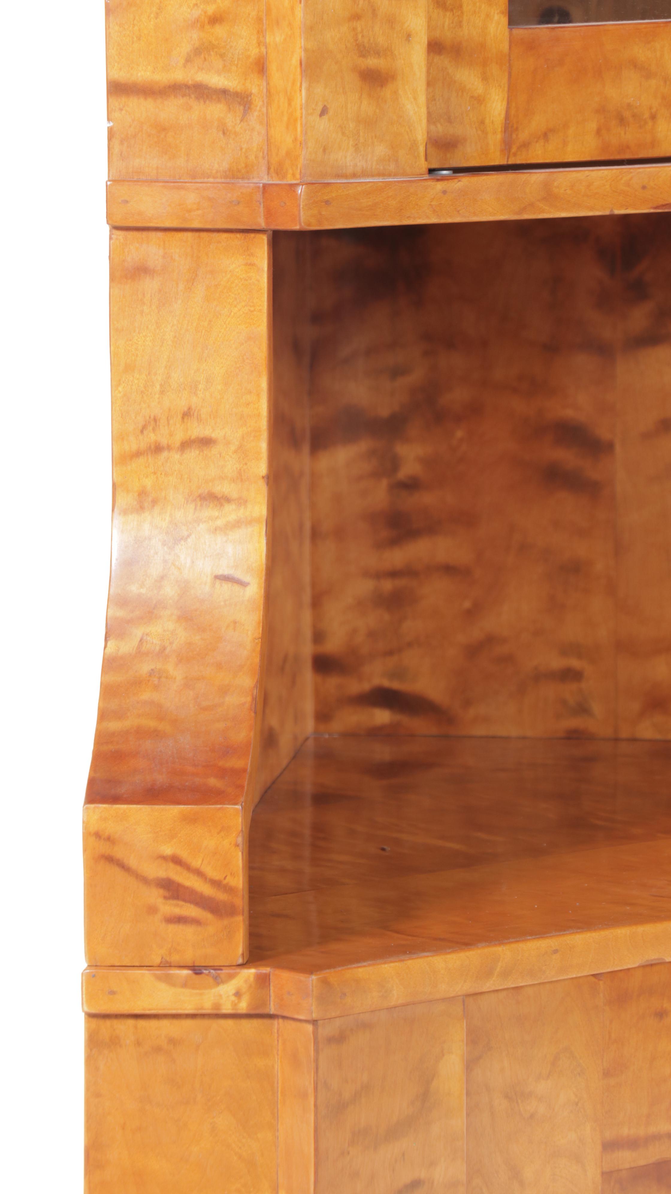 Biedermeier Burlwood Corner Cabinet