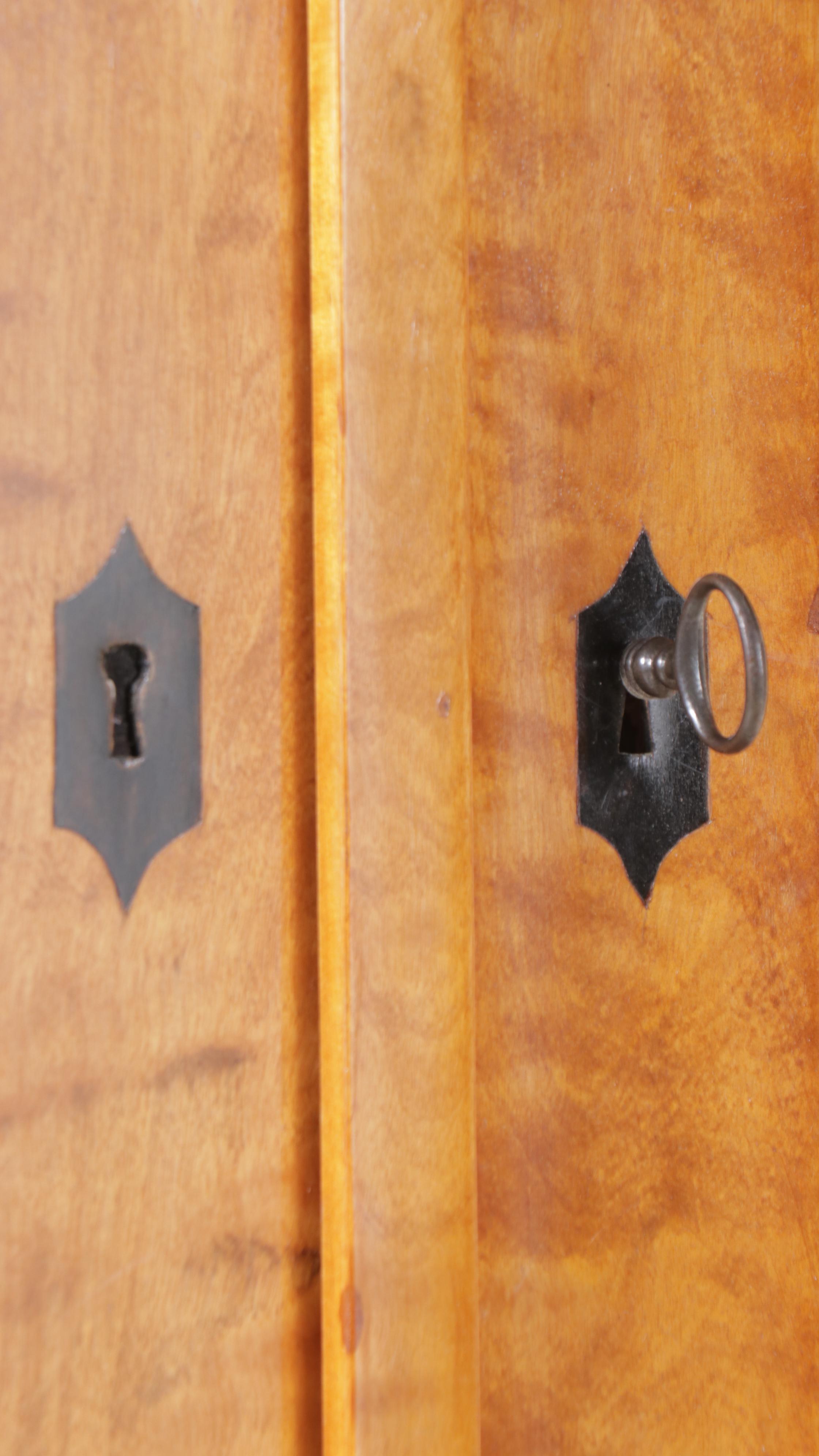 Biedermeier Burlwood Corner Cabinet