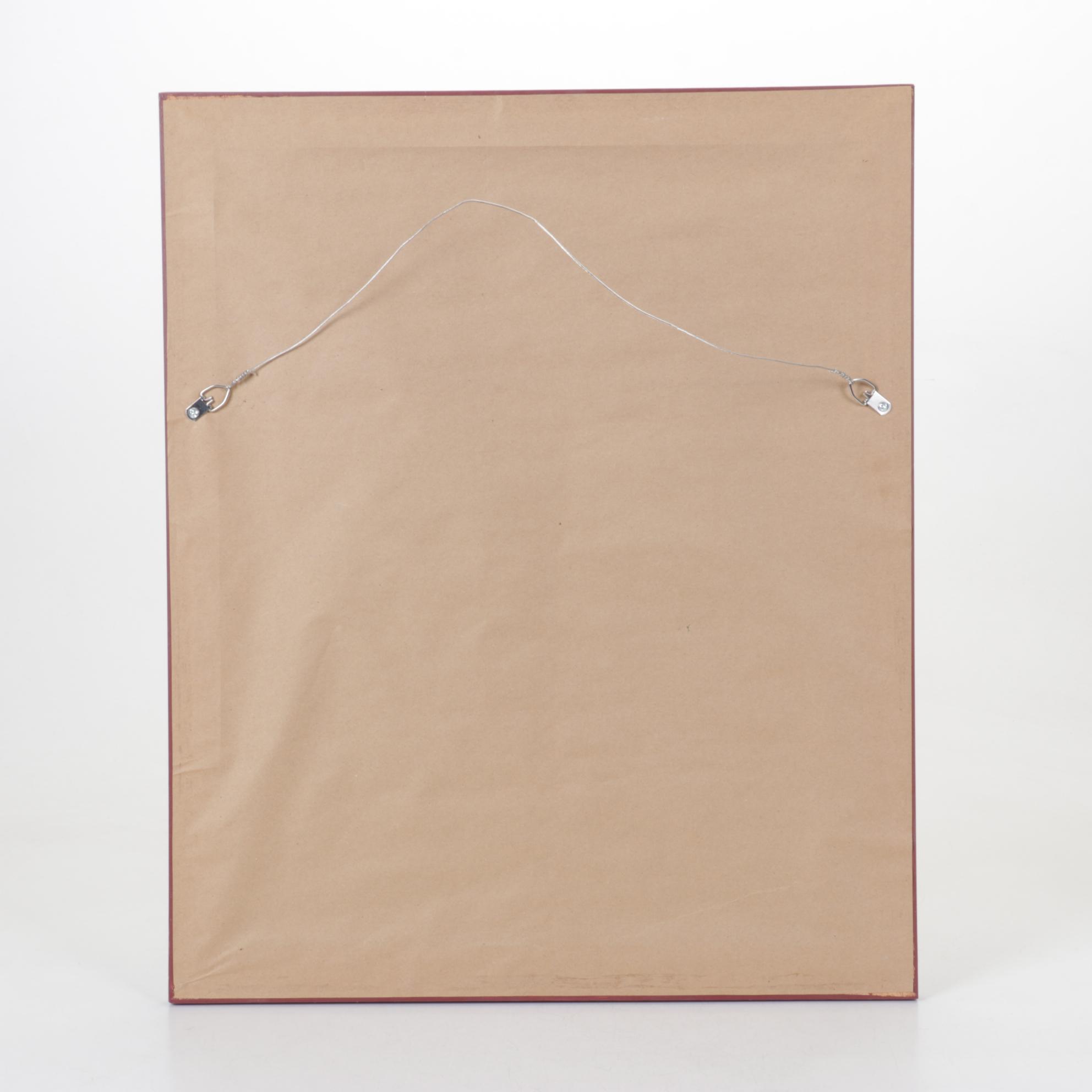 Ron Wickersham Offset Lithograph Still Life of Potted Geraniums in Chair