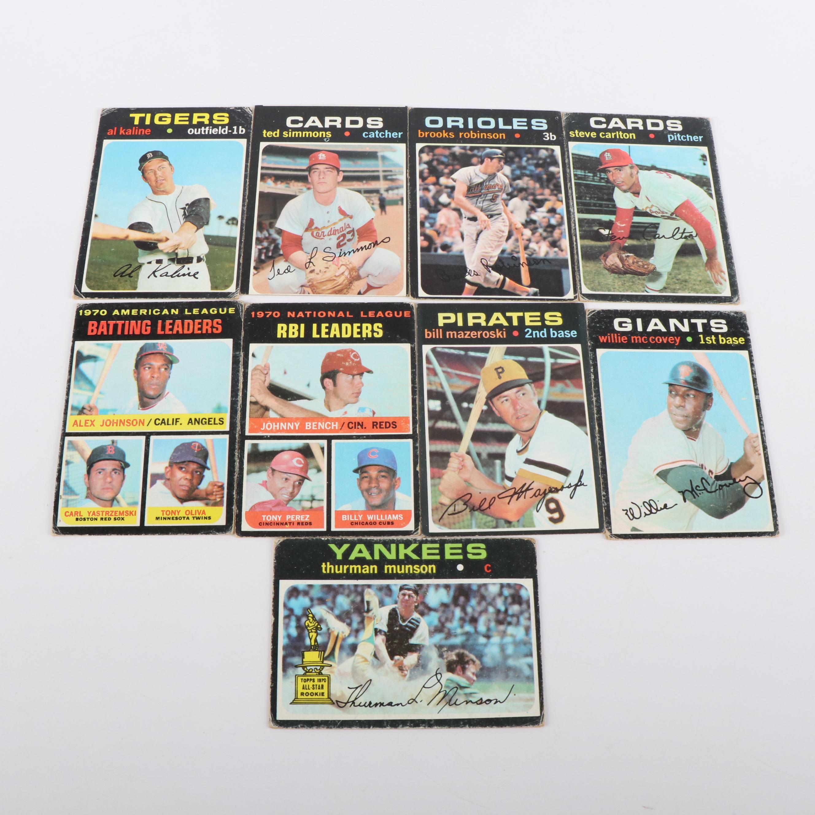 1971 Topps Baseball Cards Featuring Thurman Munson, Steve Carlton, and More
