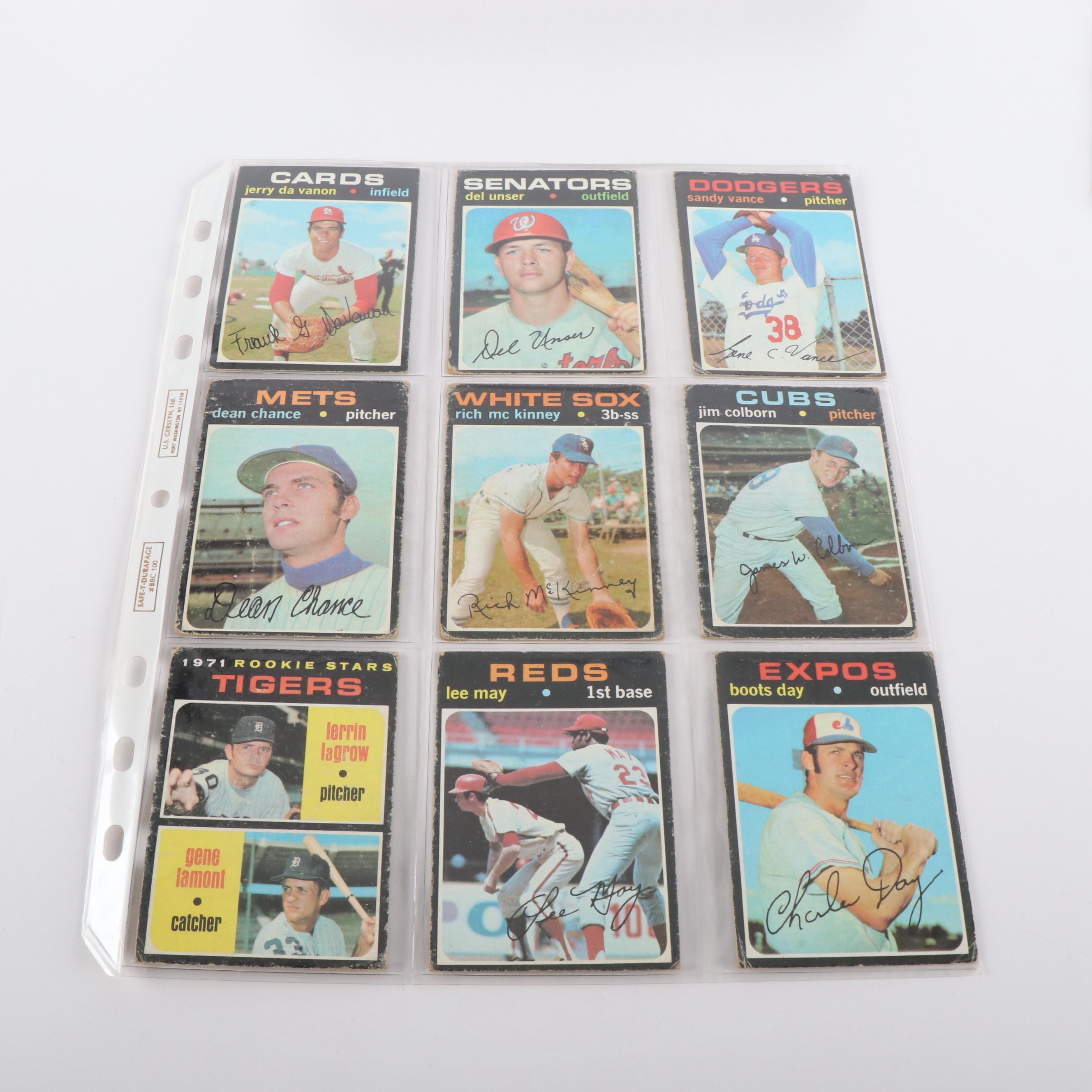 1971 Topps Baseball Cards Featuring Thurman Munson, Steve Carlton, and More