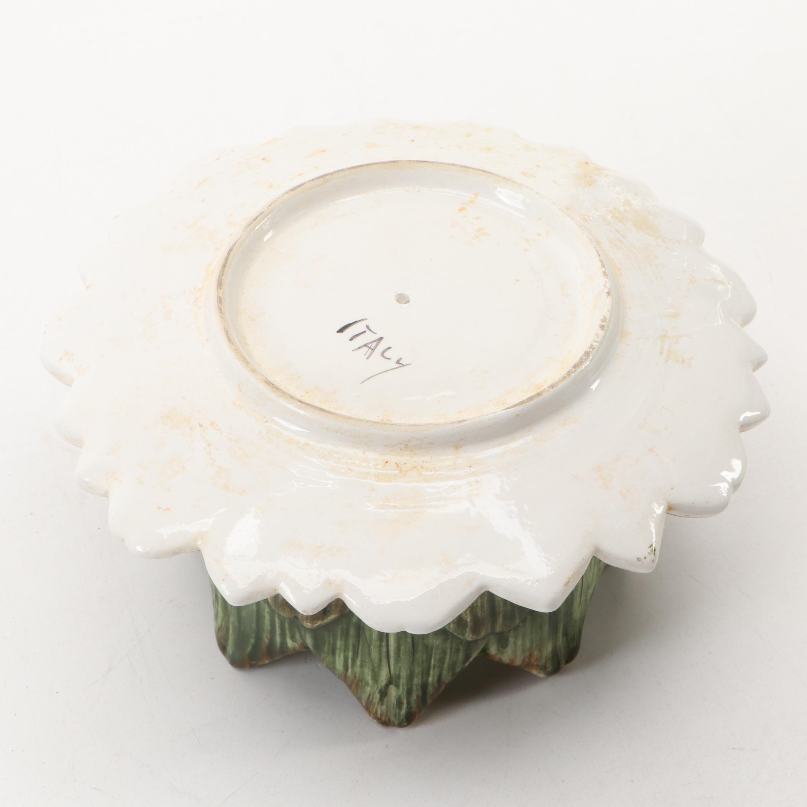 Majolica Style Cabbage and Artichoke Shaped Ceramic Tureens