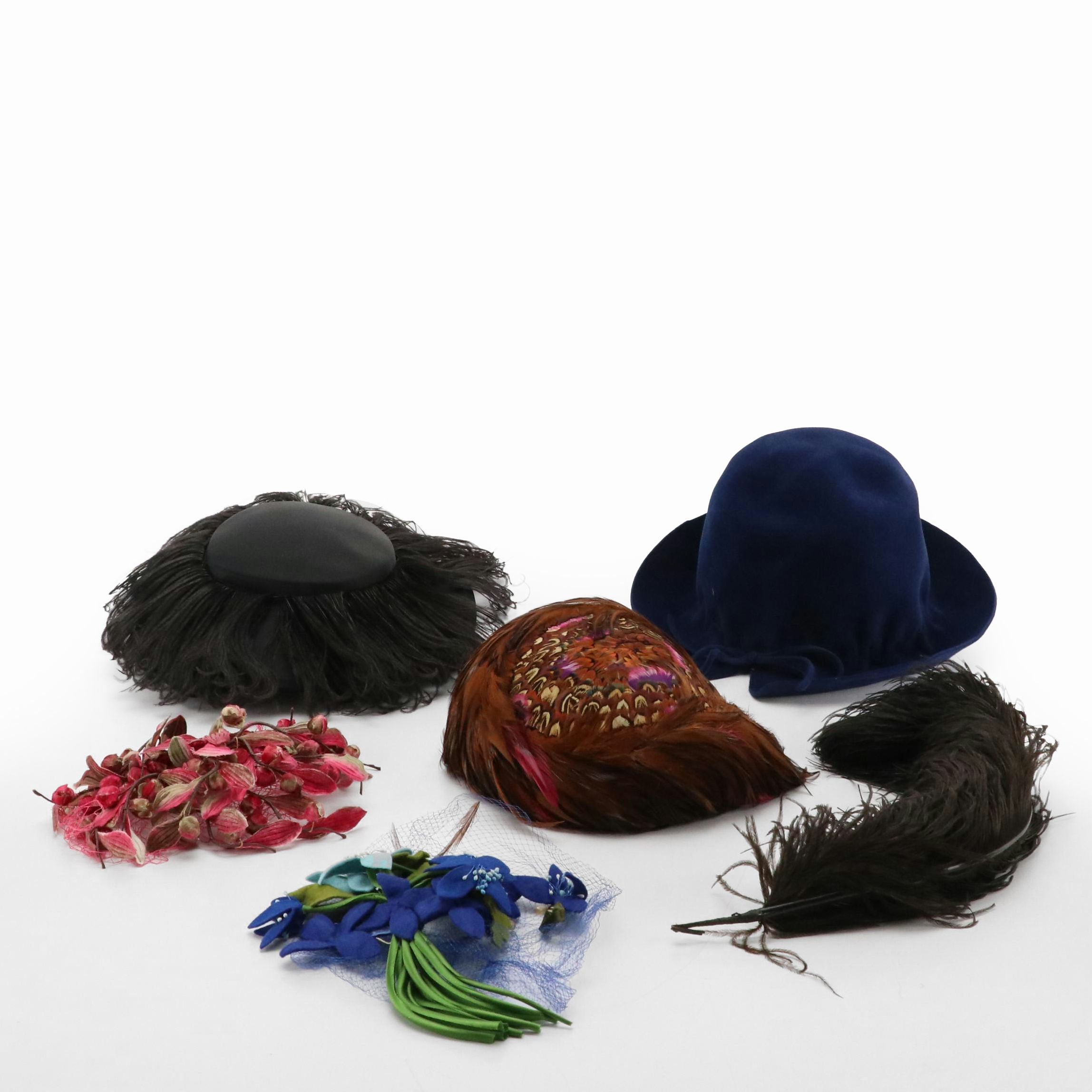 Modern Miss, Mr. John Caprice, and More Vintage Floral/Feathered Hats with Box