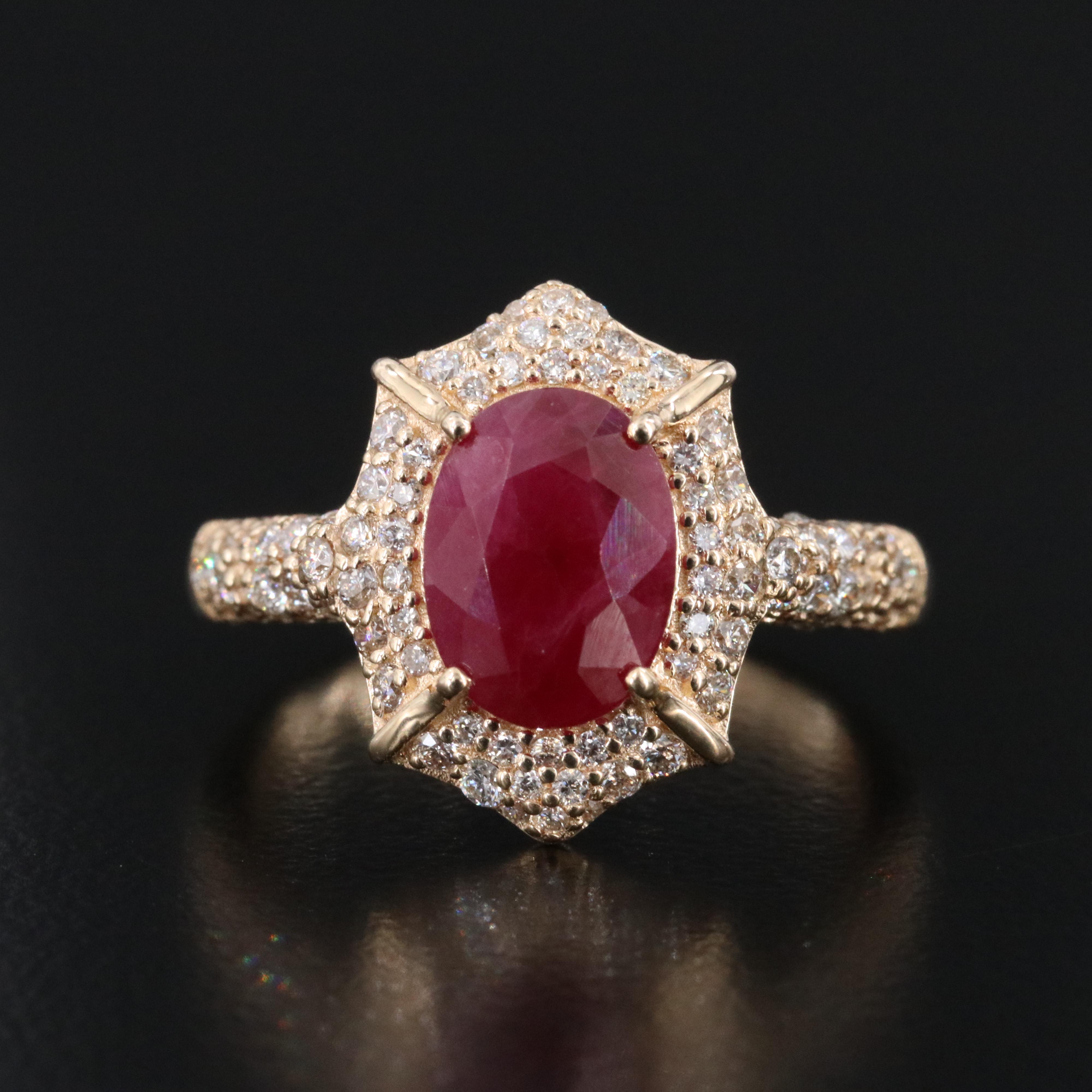 14K 2.87 CT Ruby and Diamond Ring with IGI Report