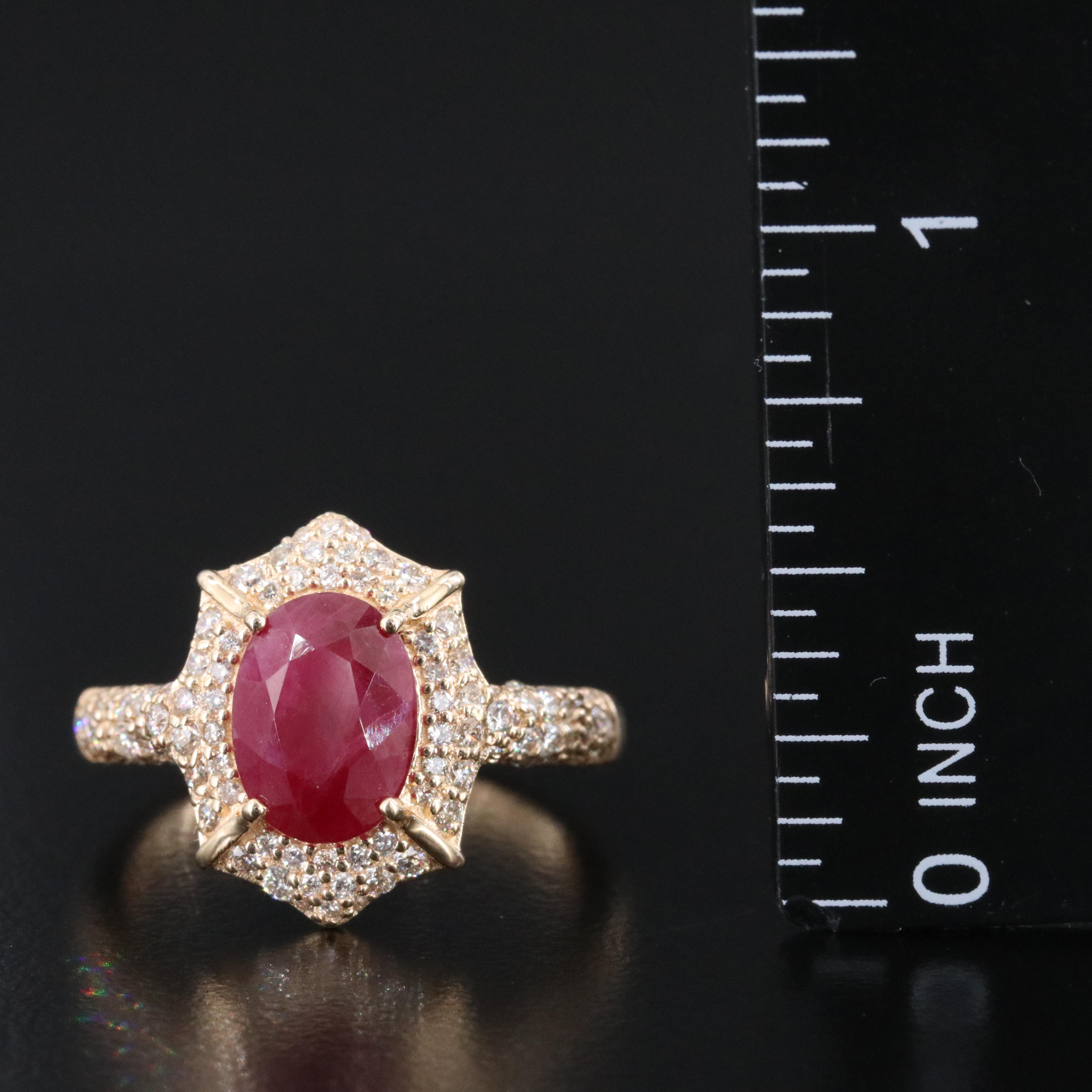 14K 2.87 CT Ruby and Diamond Ring with IGI Report