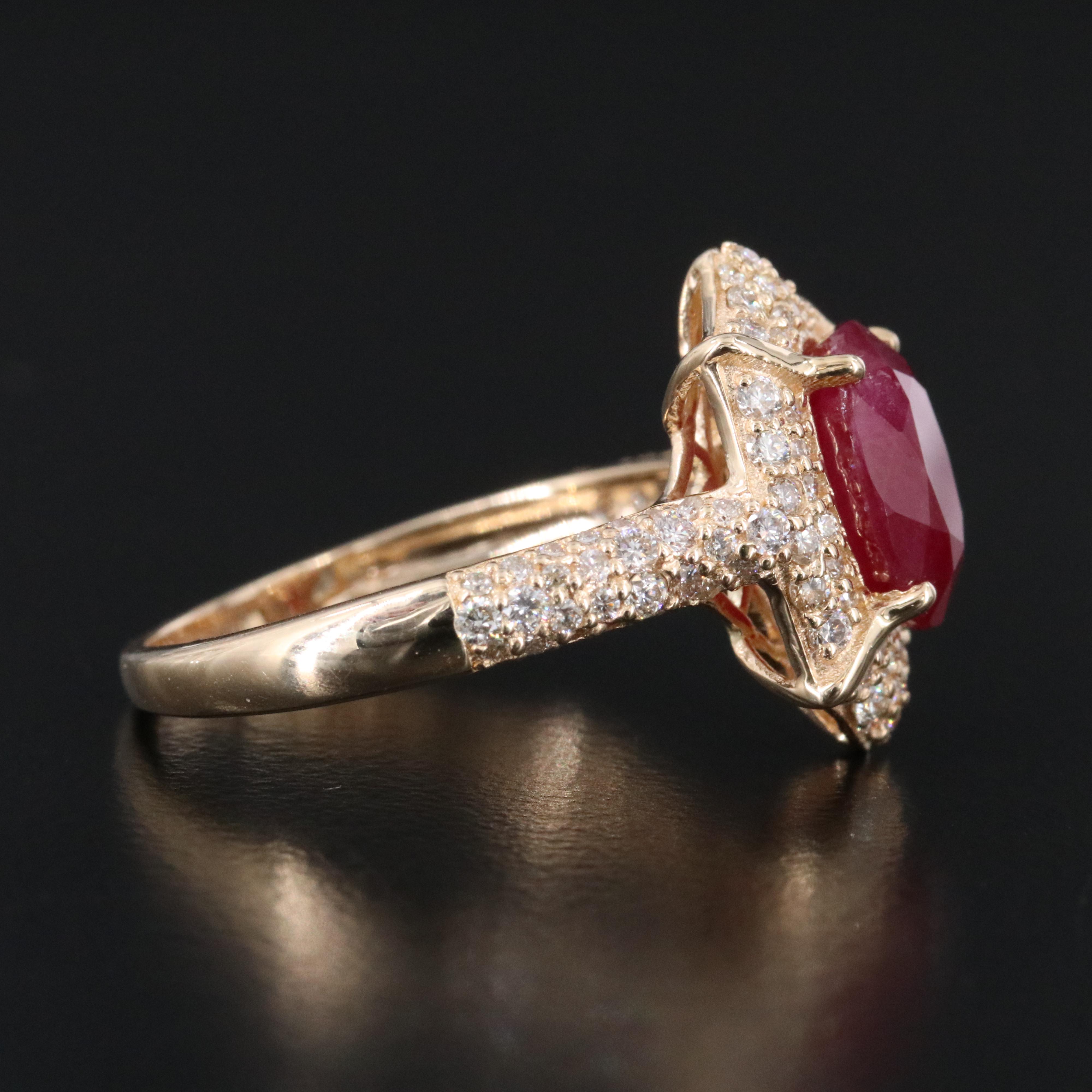 14K 2.87 CT Ruby and Diamond Ring with IGI Report