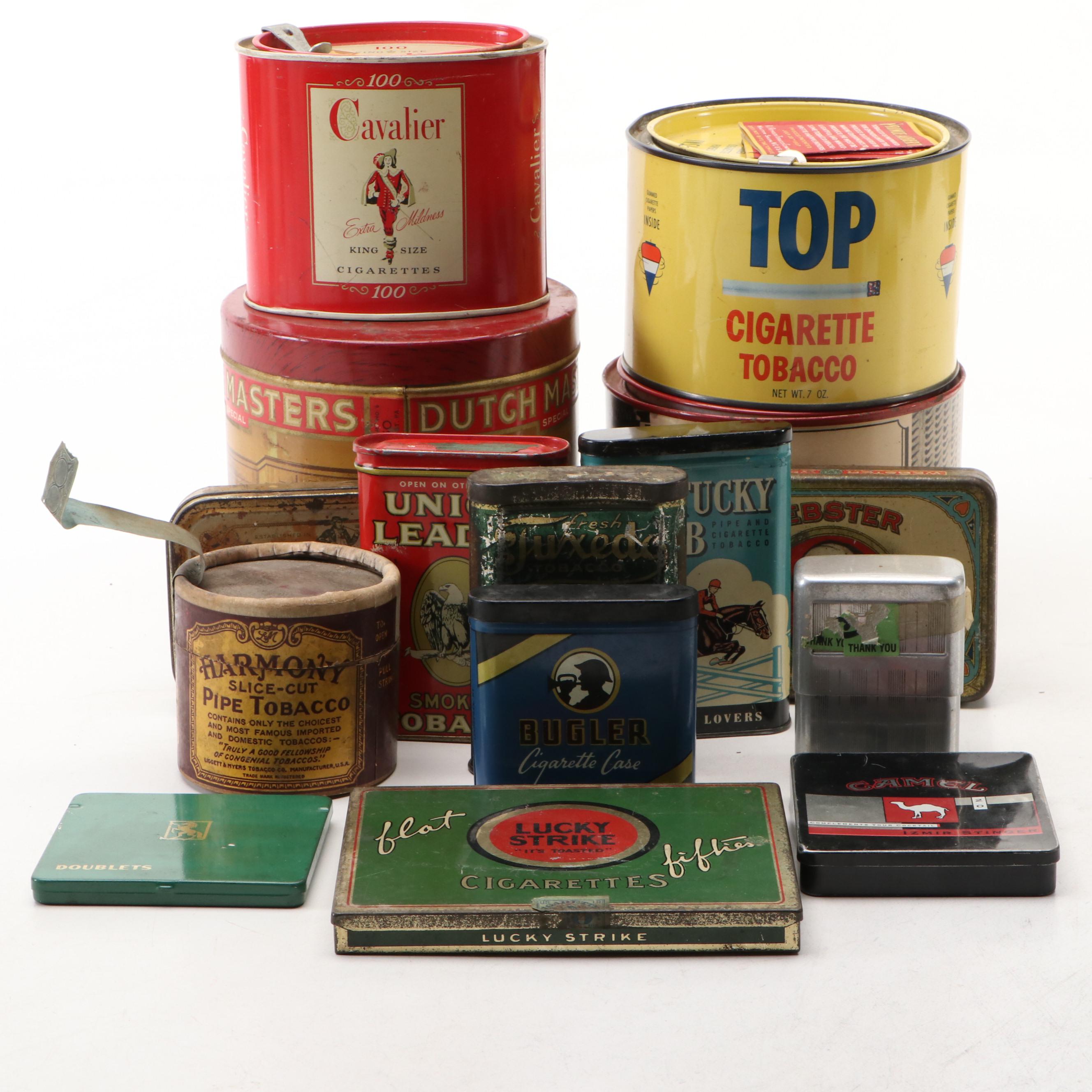 Tobacco and Cigarette Tins by Camel, Bugler, Dutch Masters & More