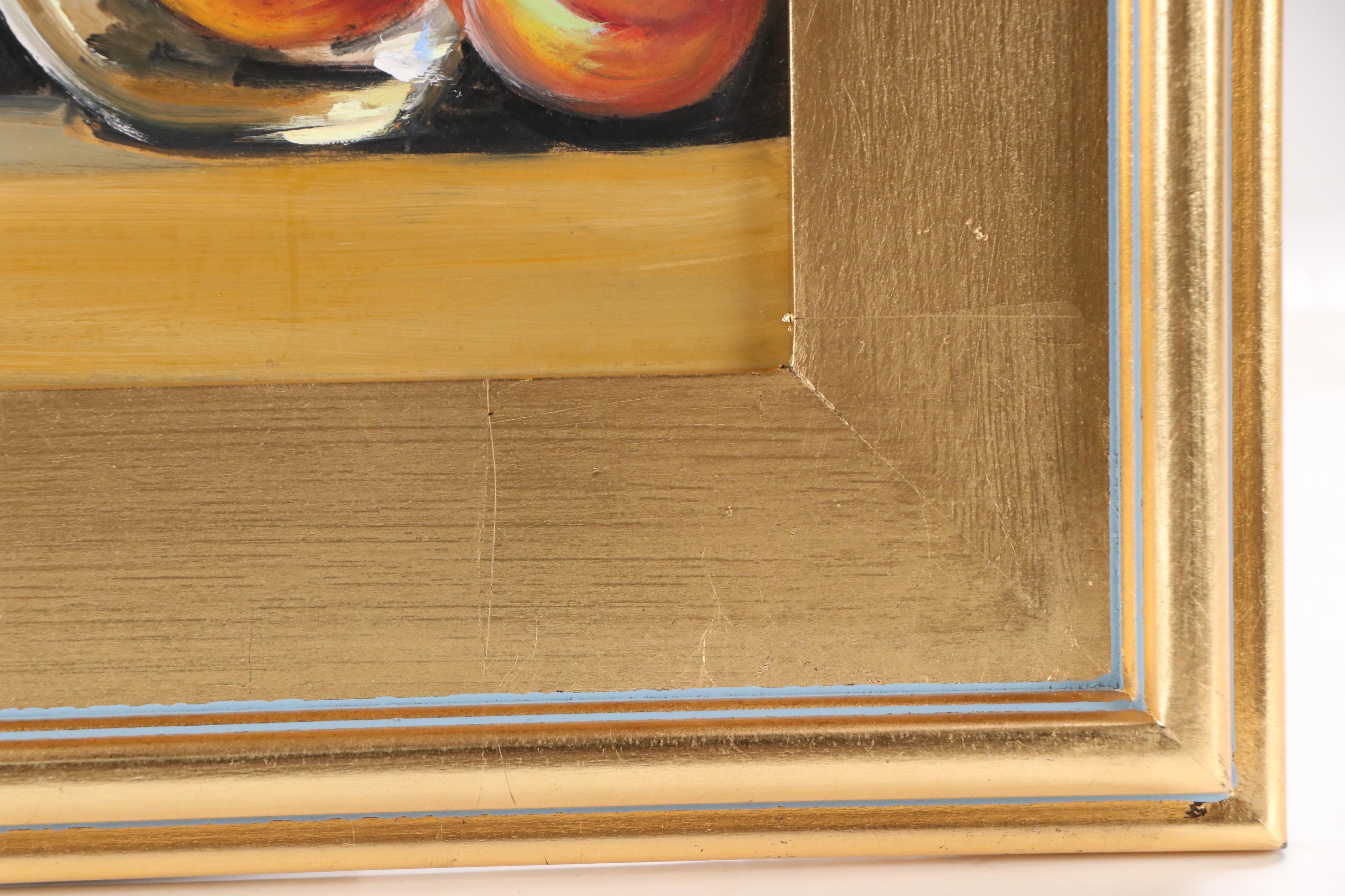 Natalia Demenko Still Life Oil Painting of Peaches in Glass, 21st Century