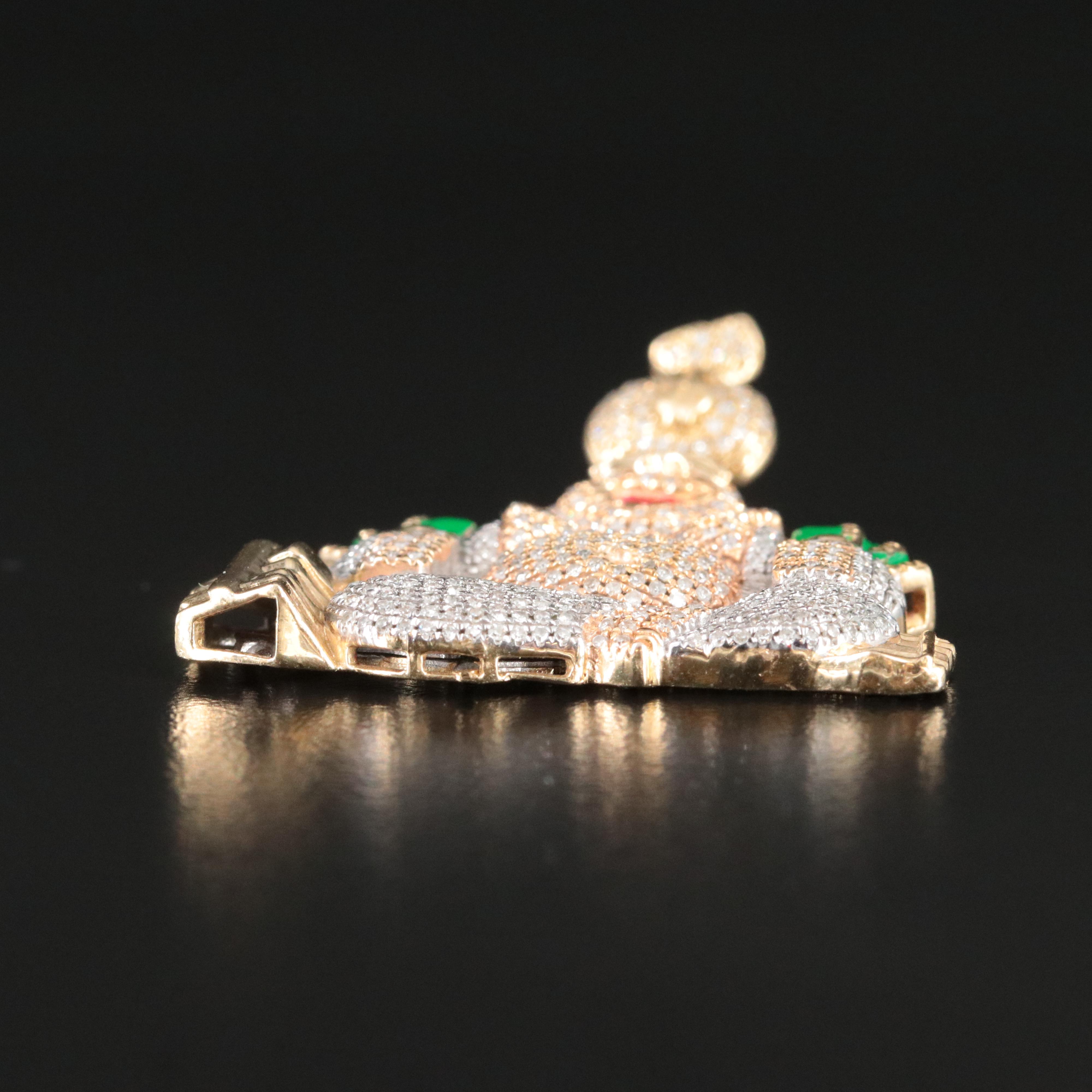 10K Pavé Diamond and Enamel Budai Pendant