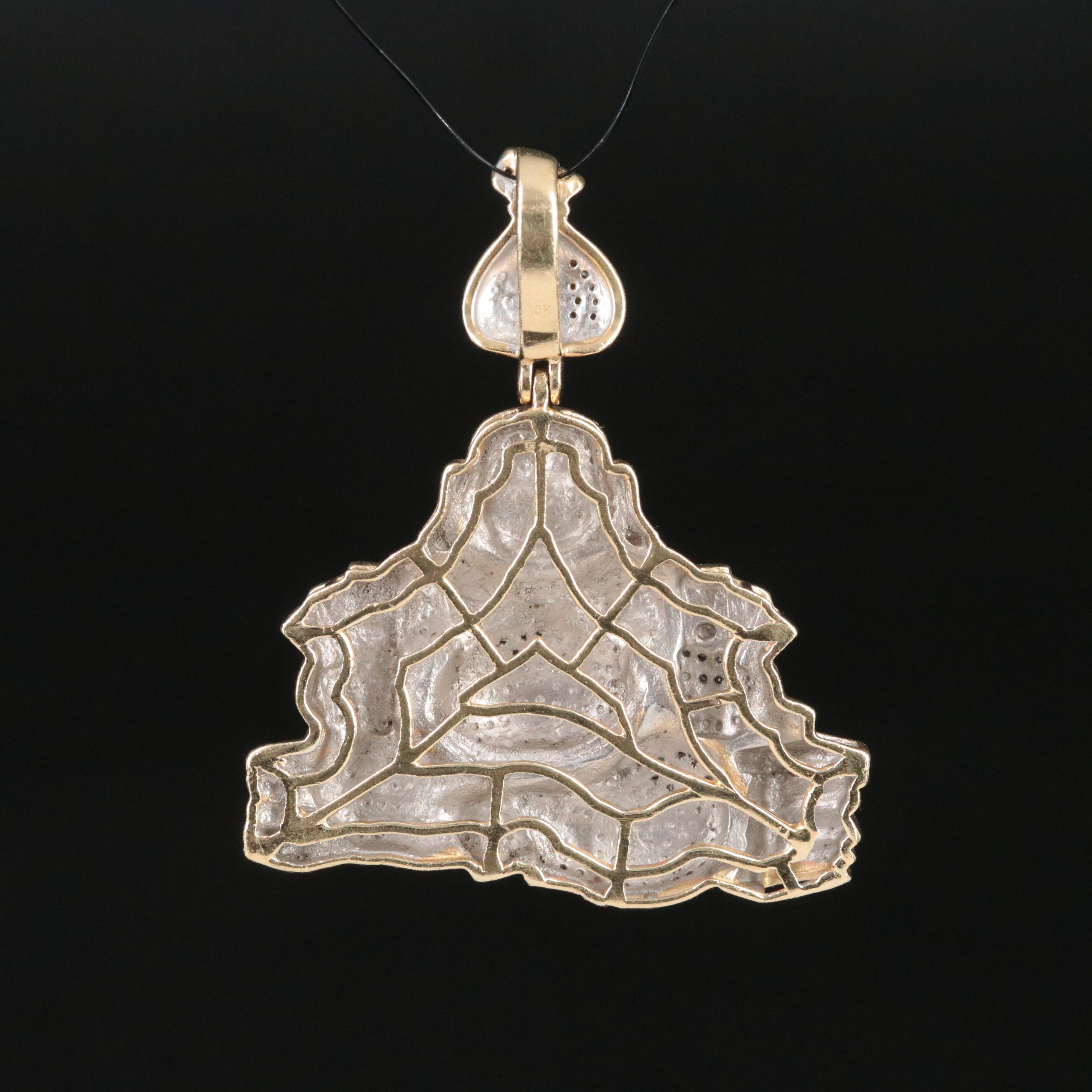 10K Pavé Diamond and Enamel Budai Pendant