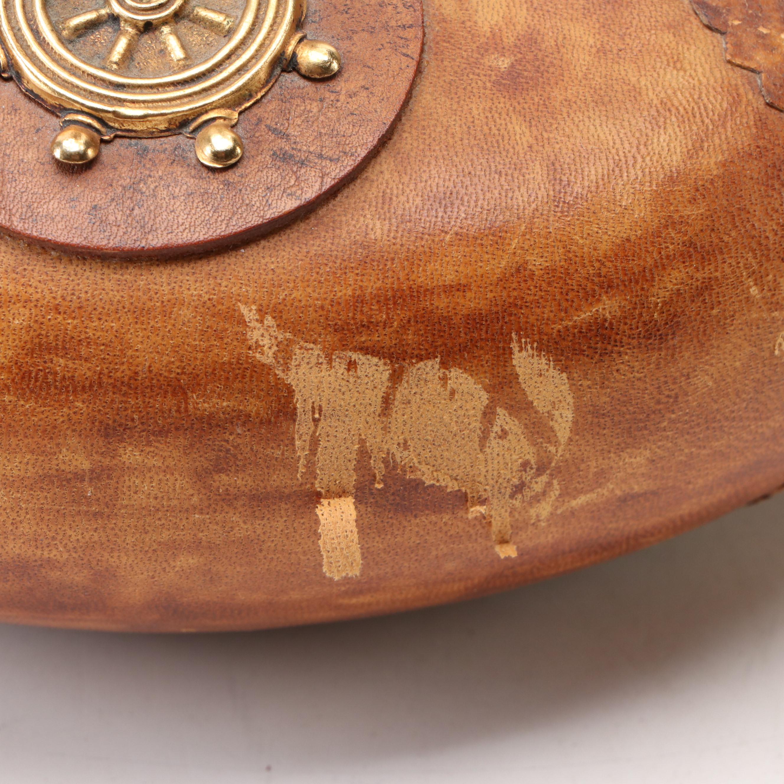 Italian Nautical Leather Covered Ships Decanter, Mid to Late 20th Century