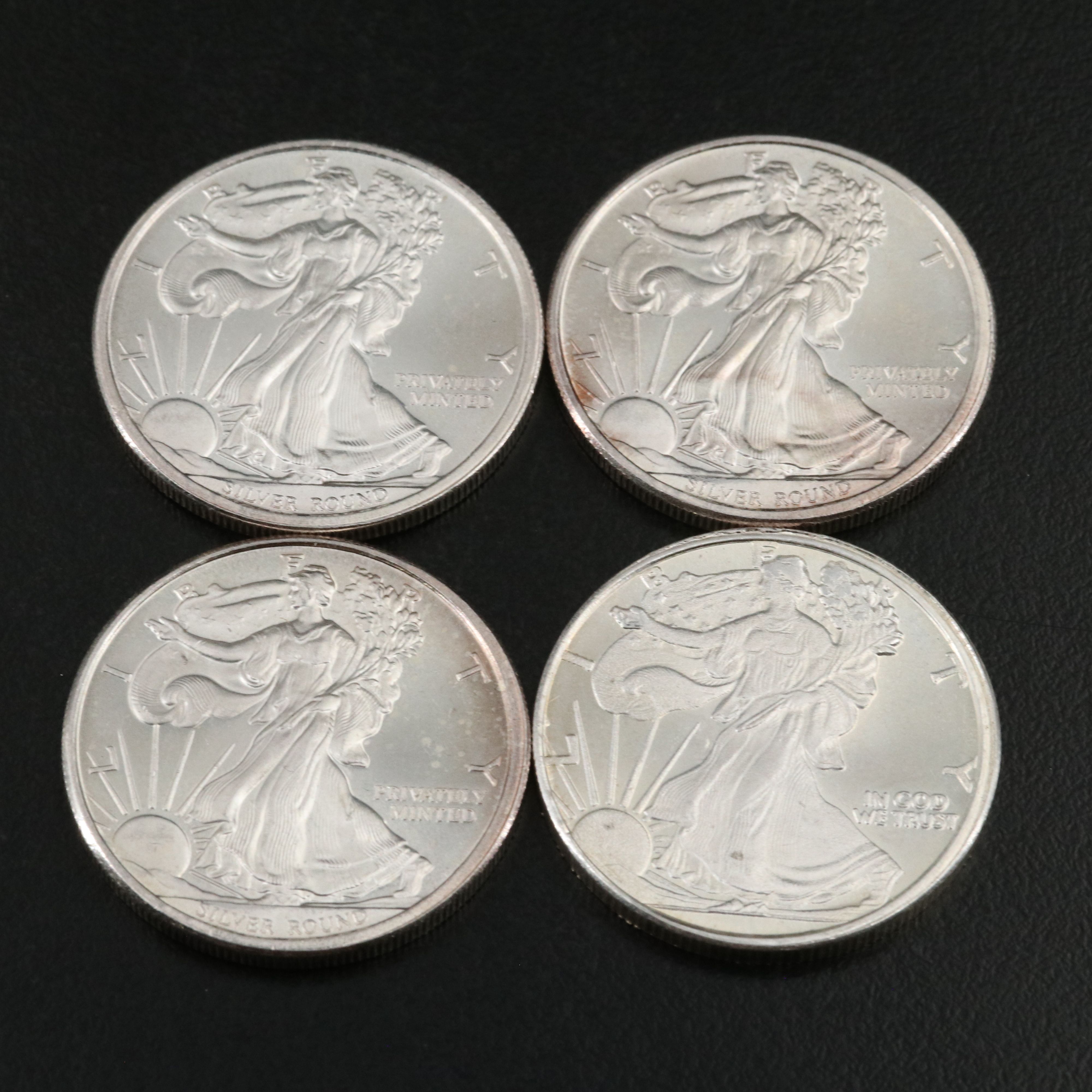 Eight Walking Liberty 1/2 Troy Ounce Silver Bullion Rounds