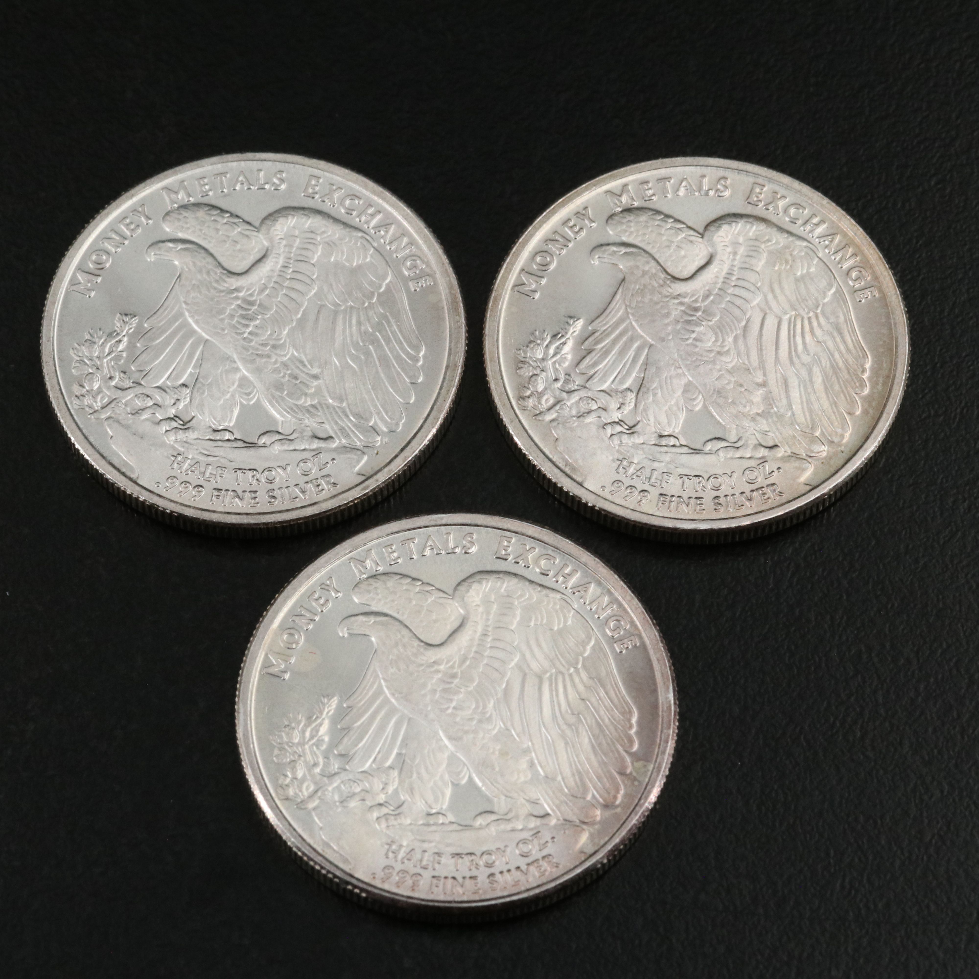 Eight Walking Liberty 1/2 Troy Ounce Silver Bullion Rounds