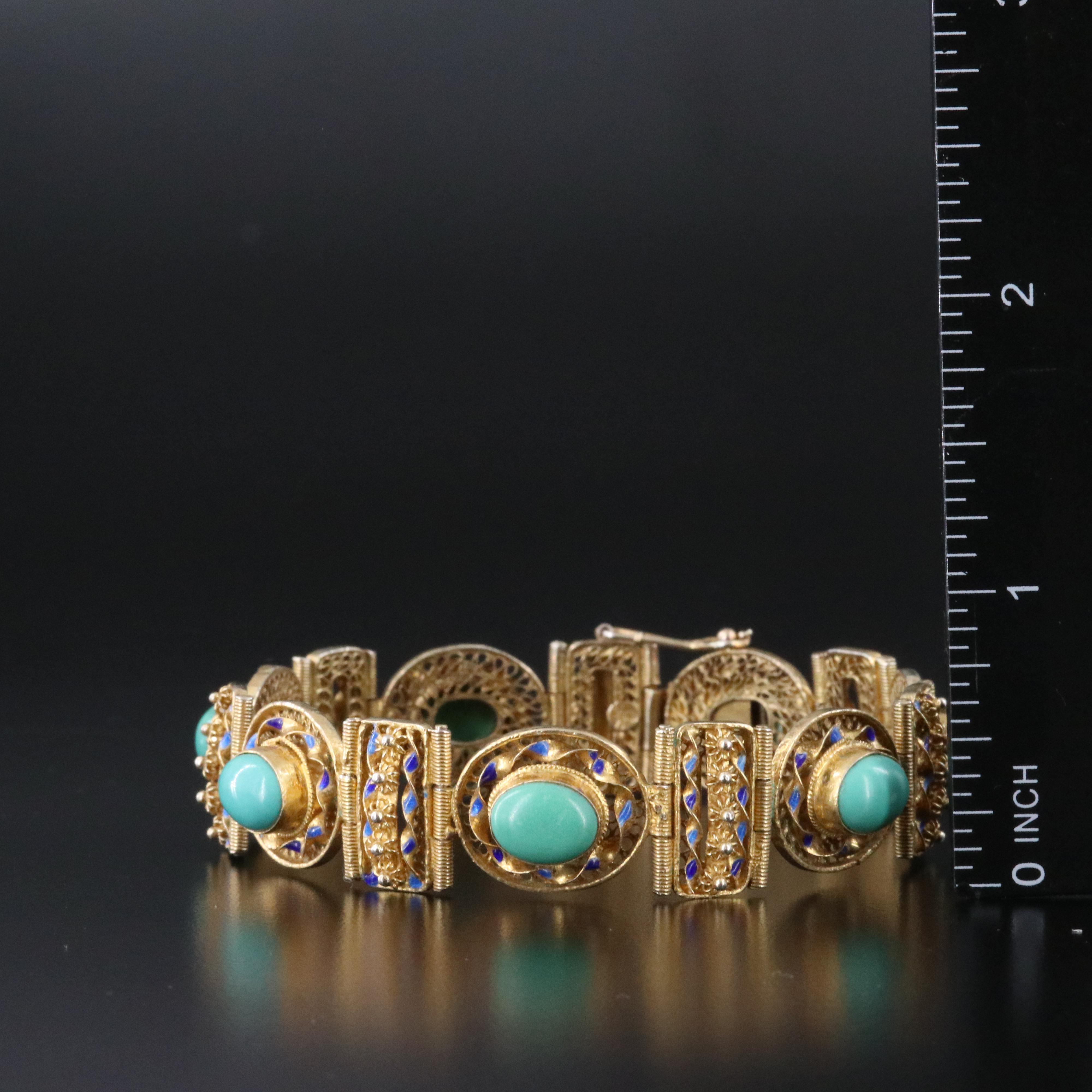 Chinese Export Sterling Turquoise and Enamel Jewelry Collection
