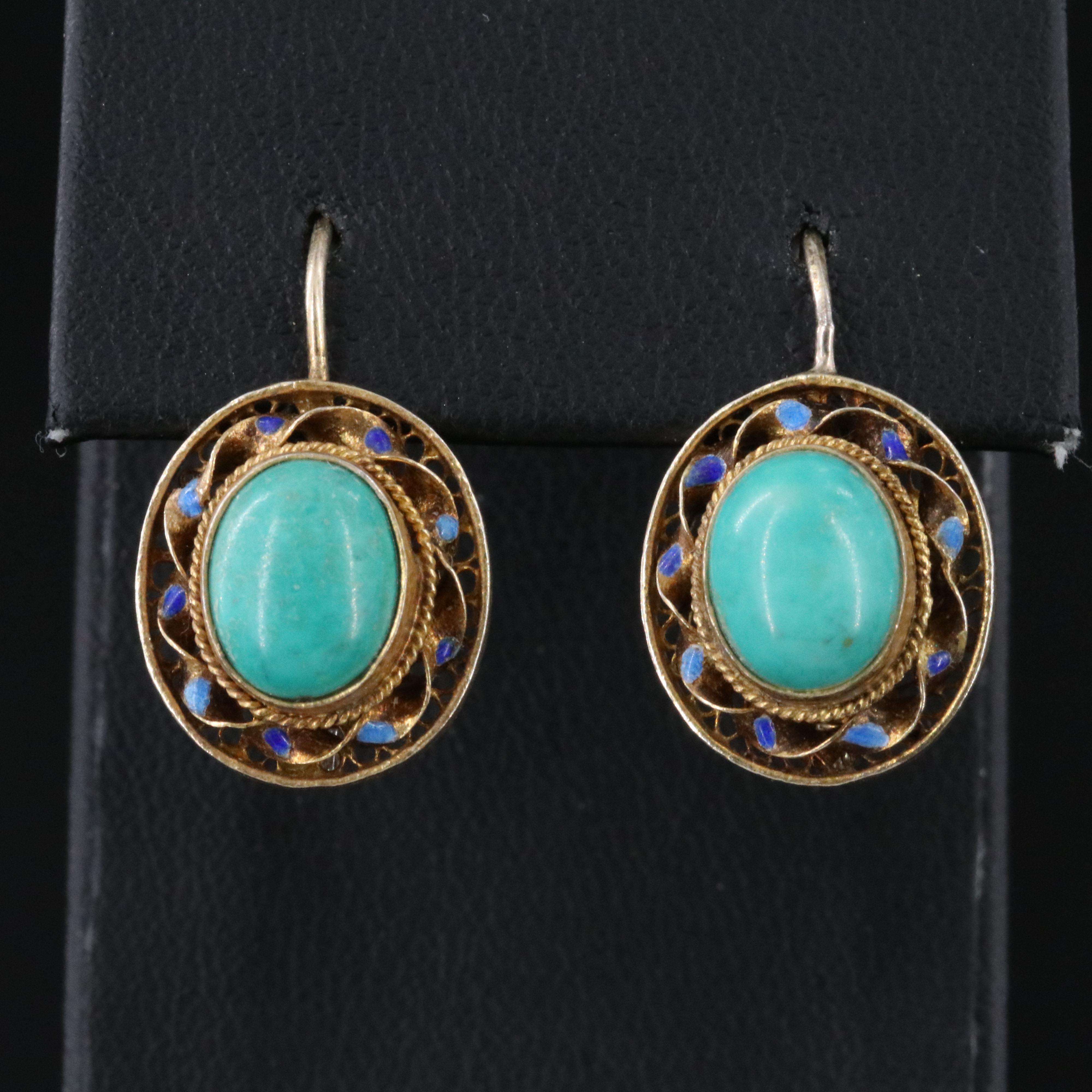 Chinese Export Sterling Turquoise and Enamel Jewelry Collection