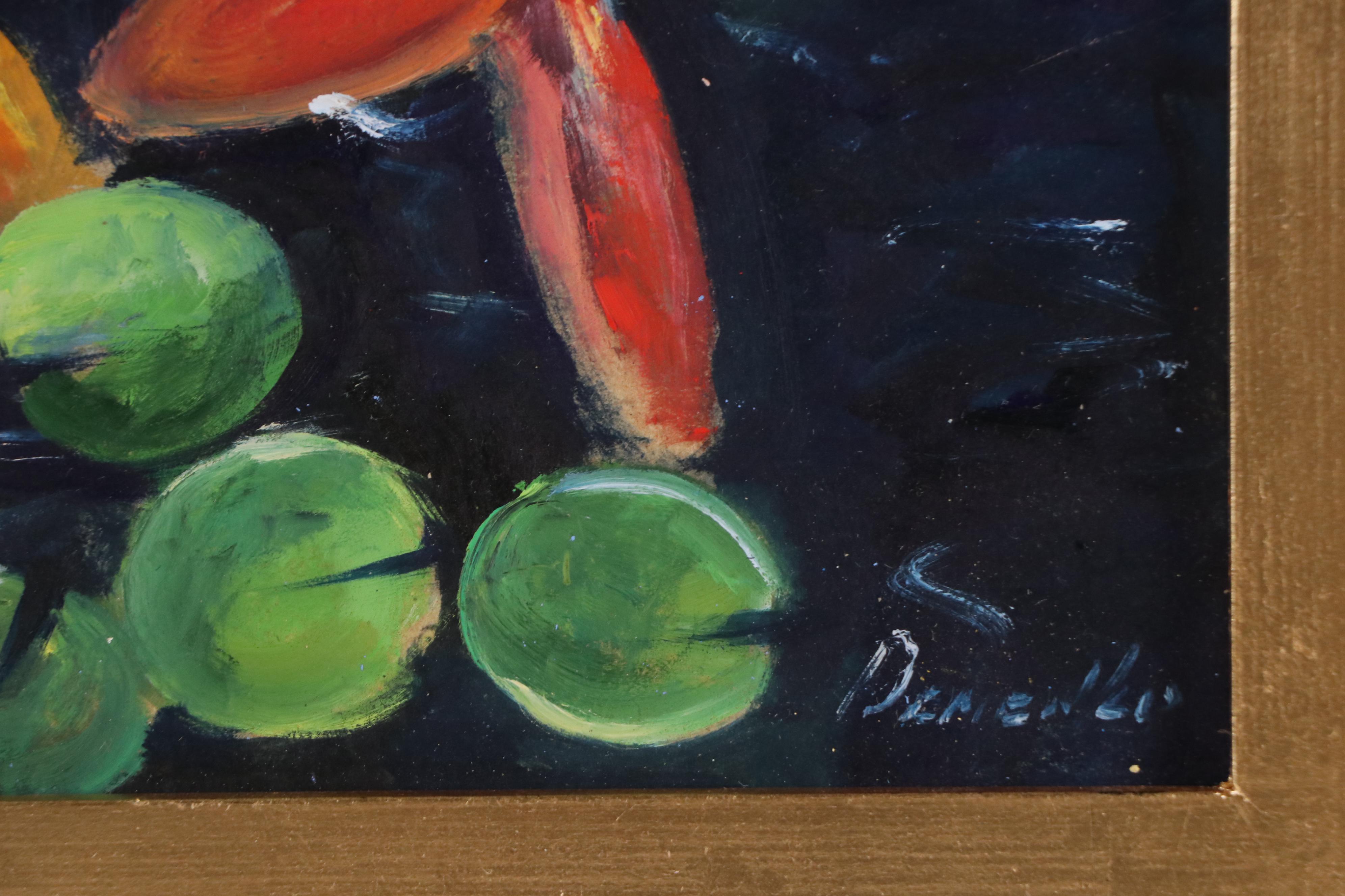 Natalia Demenko Oil Painting of Koi Fish in Pond, 21st Century