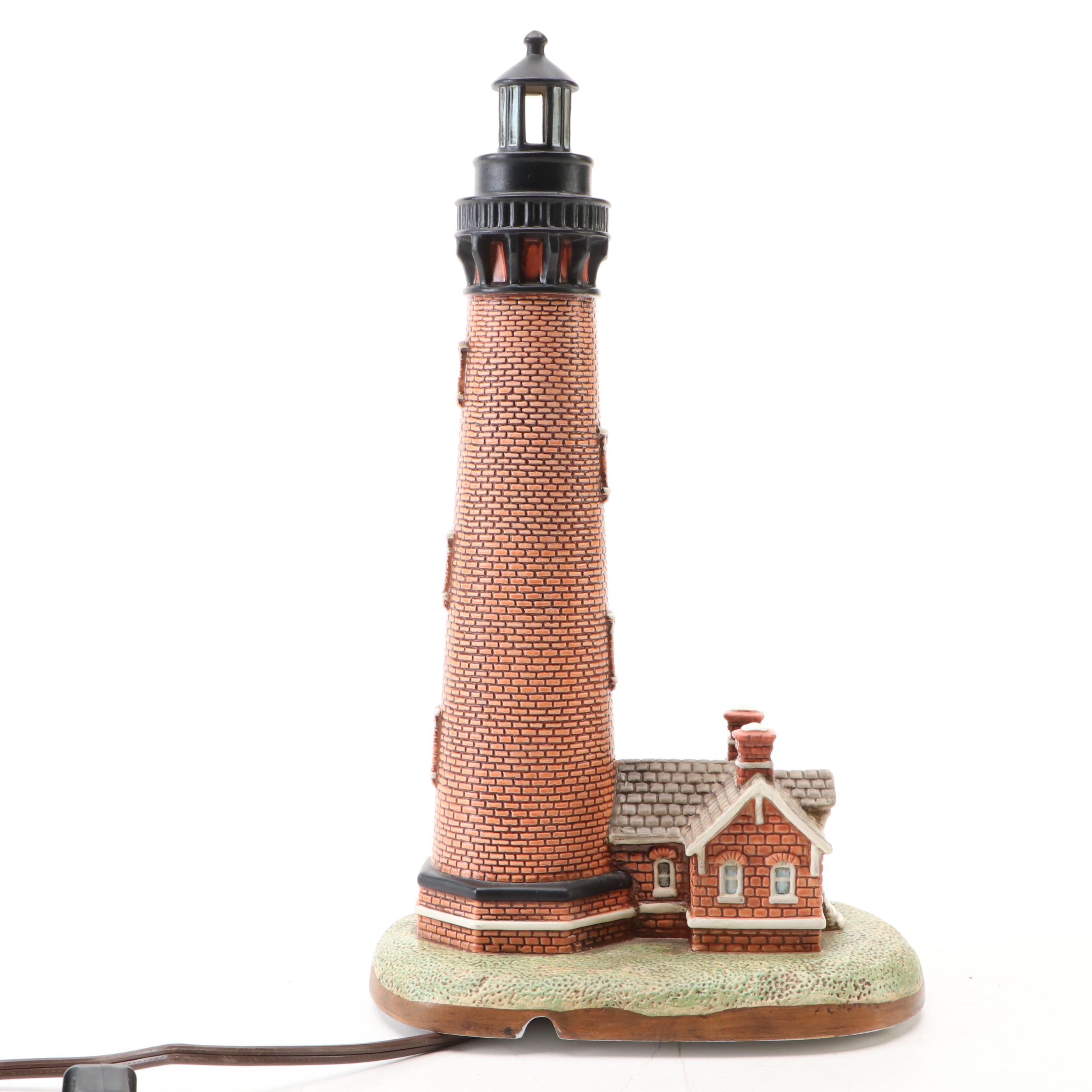 Lefton China Currituck Lighthouse Accent Lamp, 1996